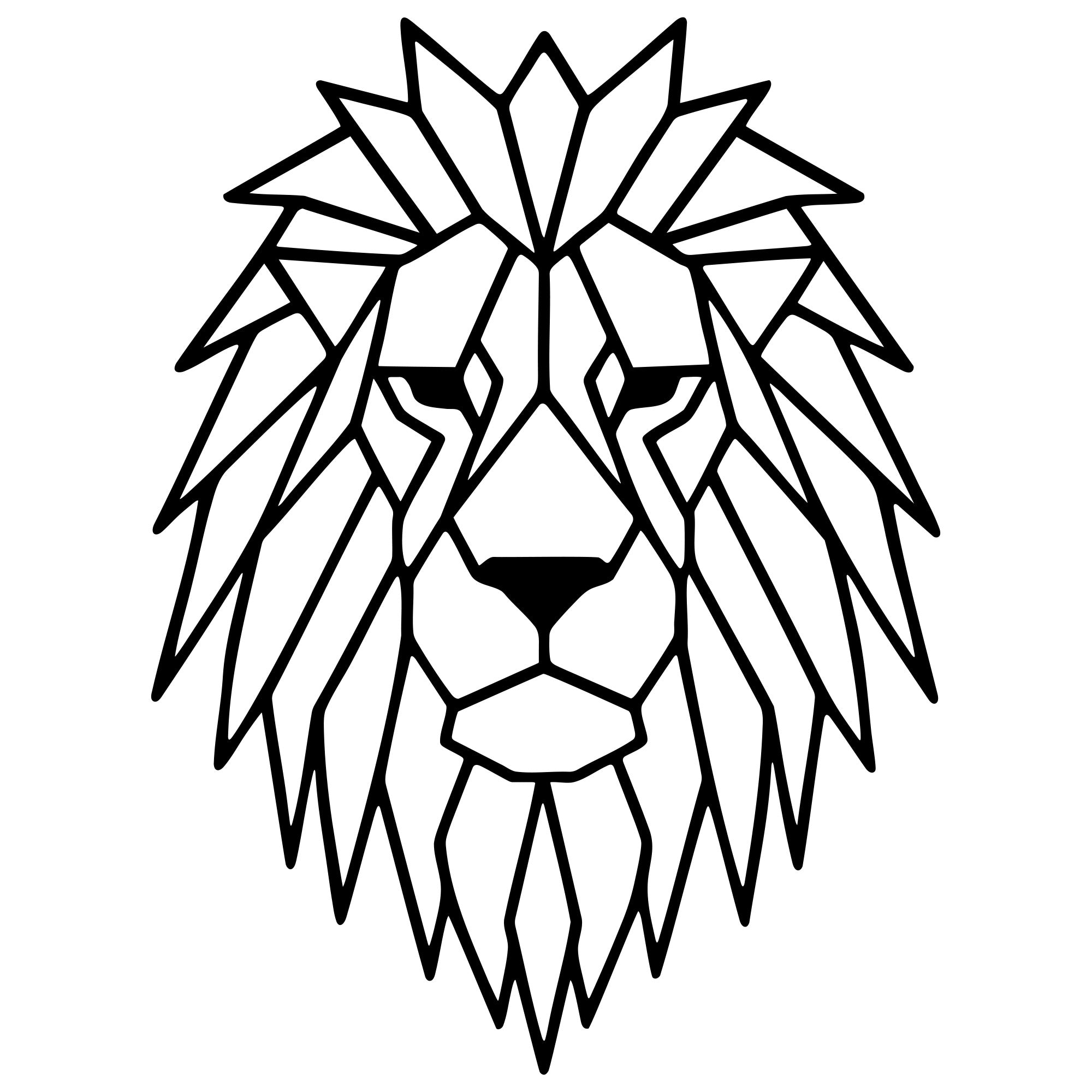 Geometric Lion Head DXF File – CNC Cutting Design | AWLION877