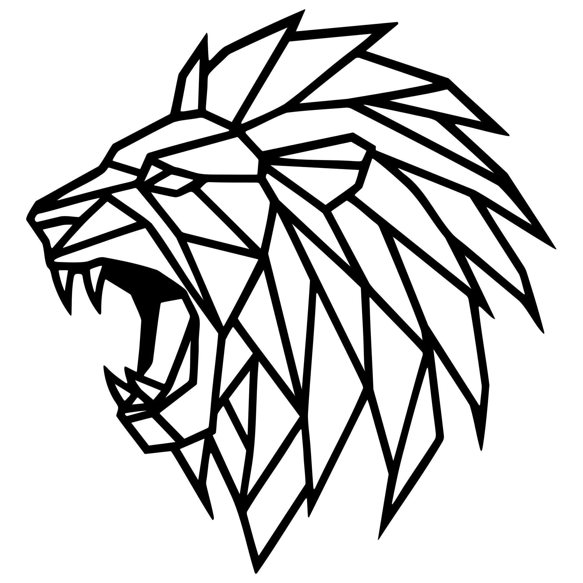 Geometric Lion Head DXF File – CNC Cutting Design | AWLION878