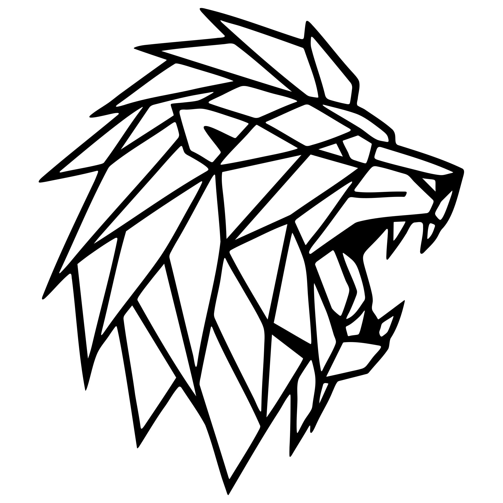Geometric Lion Head DXF File – CNC Cutting Design | AWLION879