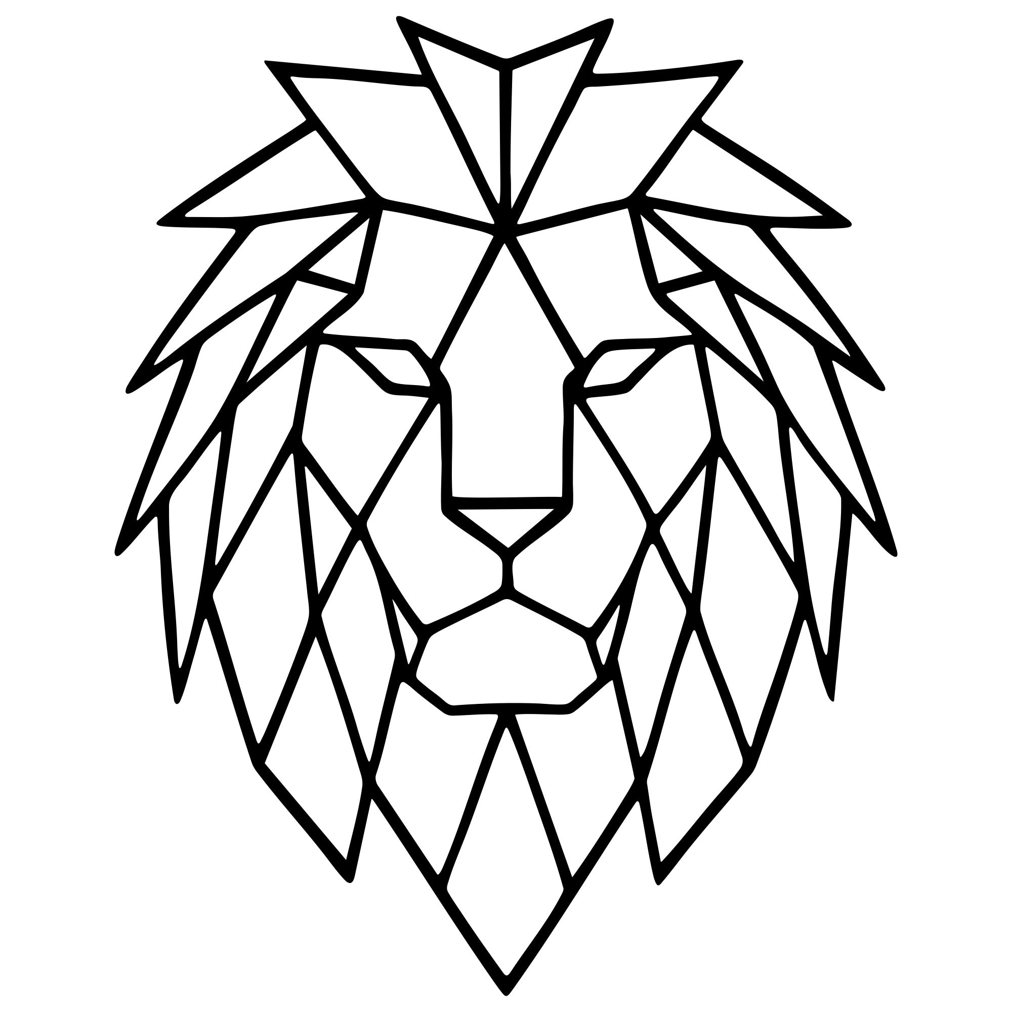 Geometric Lion Head DXF File – CNC Cutting Design | AWLION880