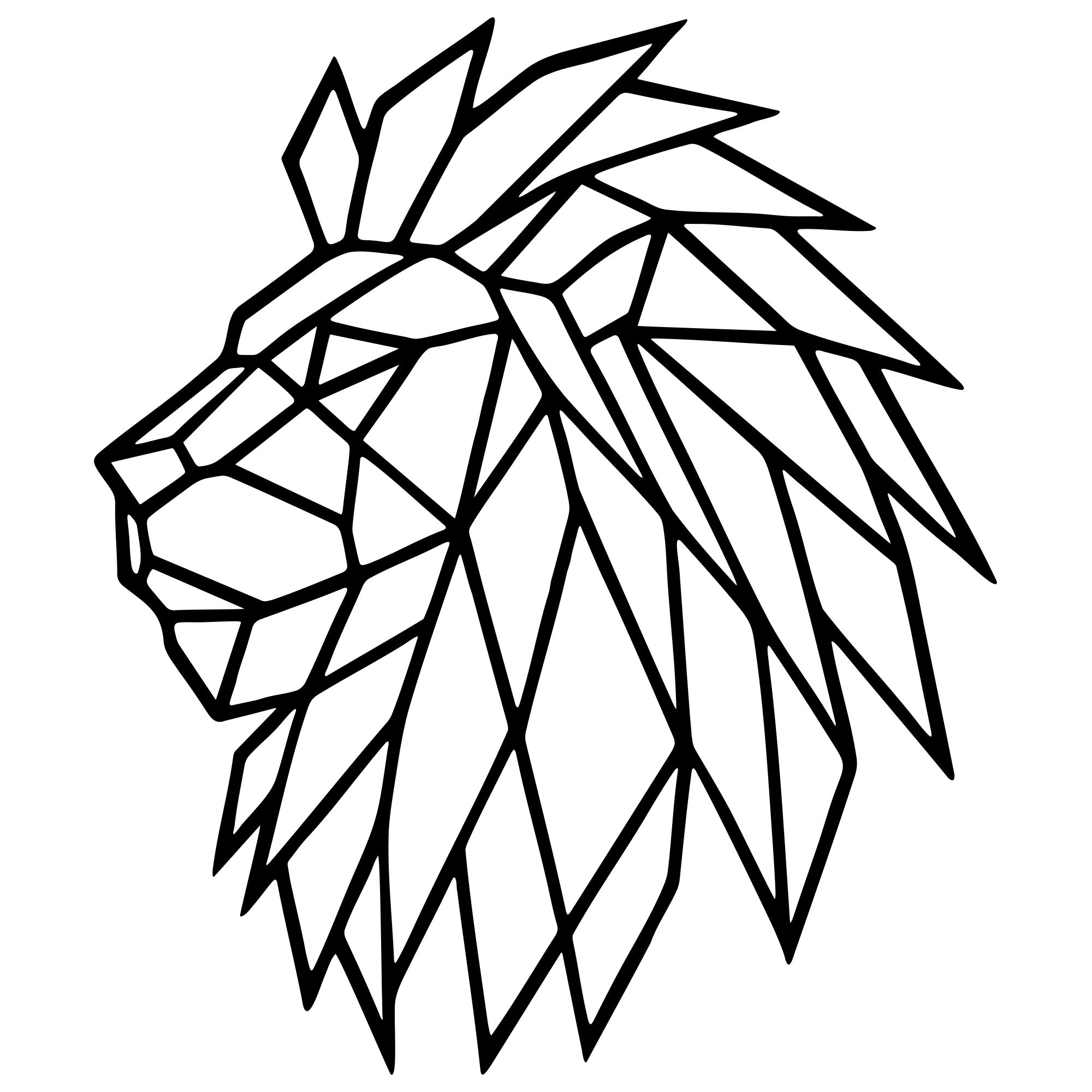 Geometric Lion Head DXF File – CNC Cutting Design | AWLION881