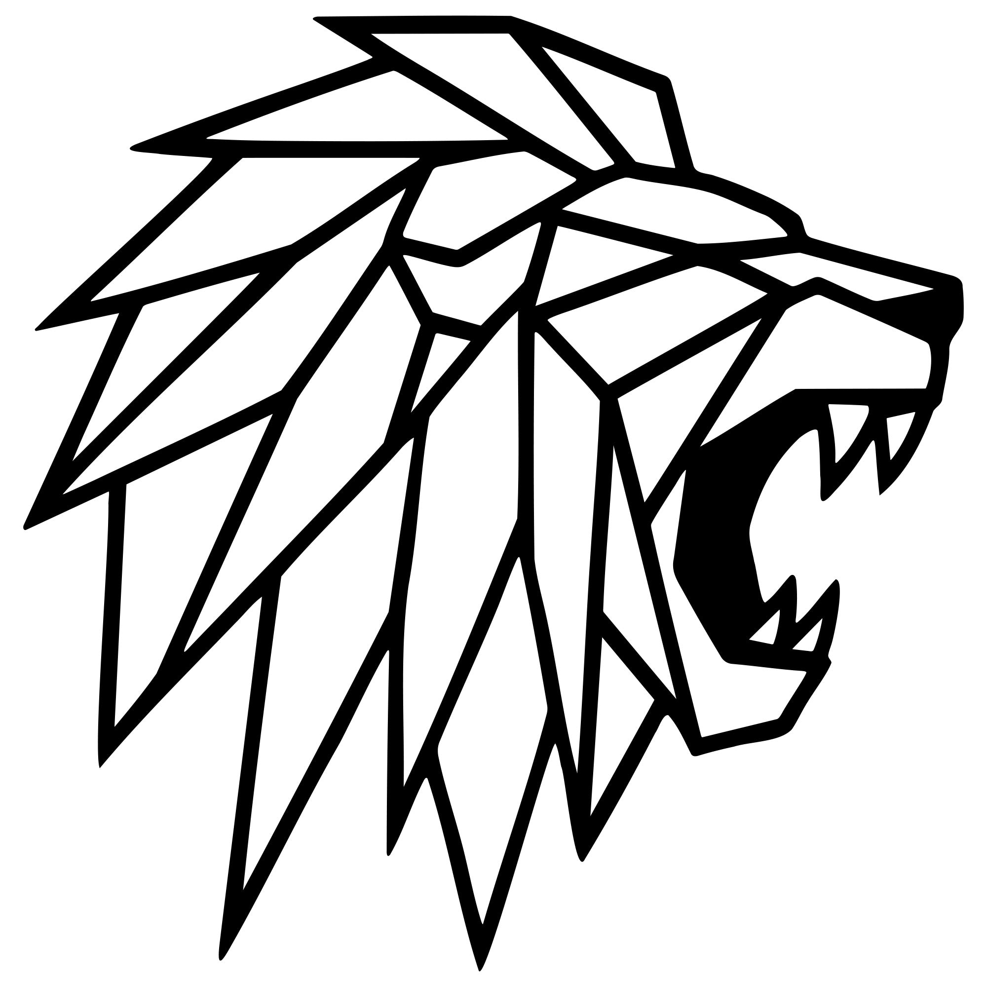Geometric Lion Head DXF File – CNC Cutting Design | AWLION884