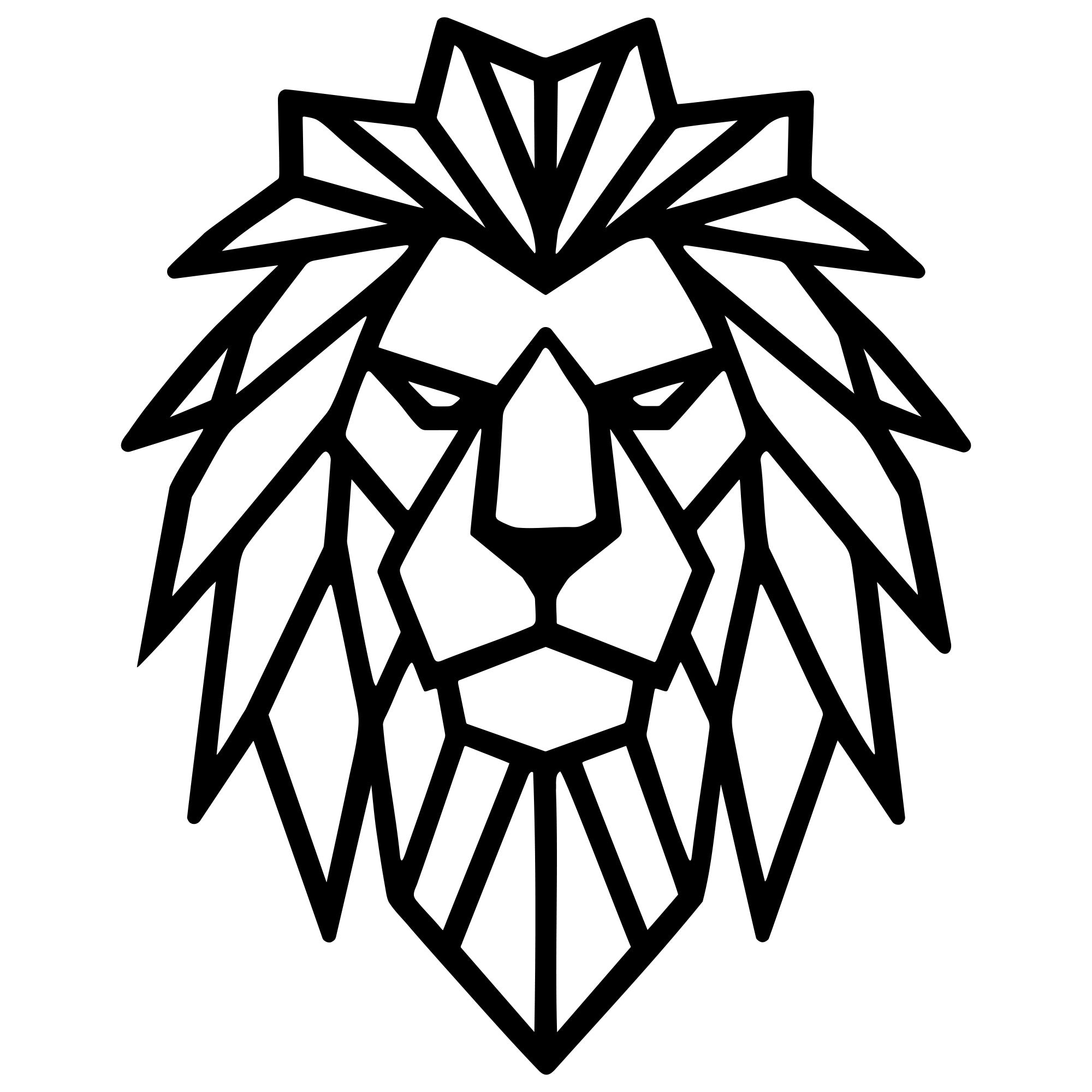 Geometric Lion Head DXF File – CNC Cutting Design | AWLION885