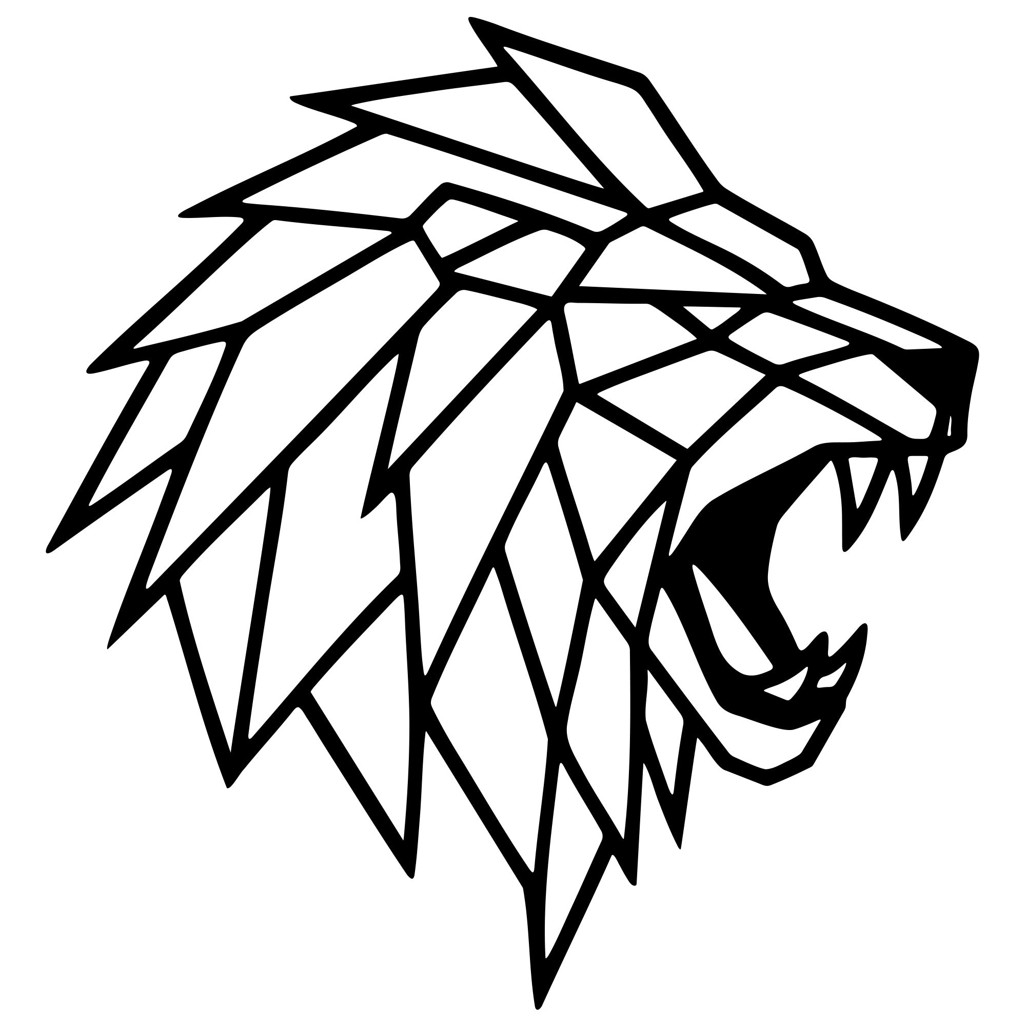Geometric Lion Head DXF file – CNC Cutting Design | AWLION887