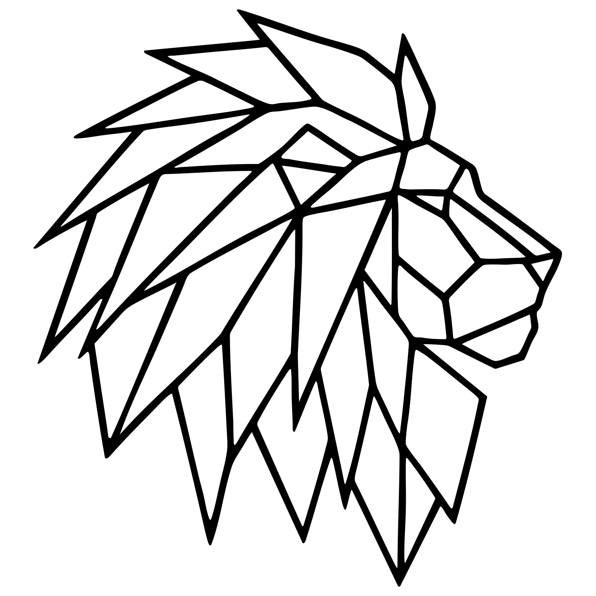Geometric Lion Head DXF file – CNC Cutting Design | AWLION889