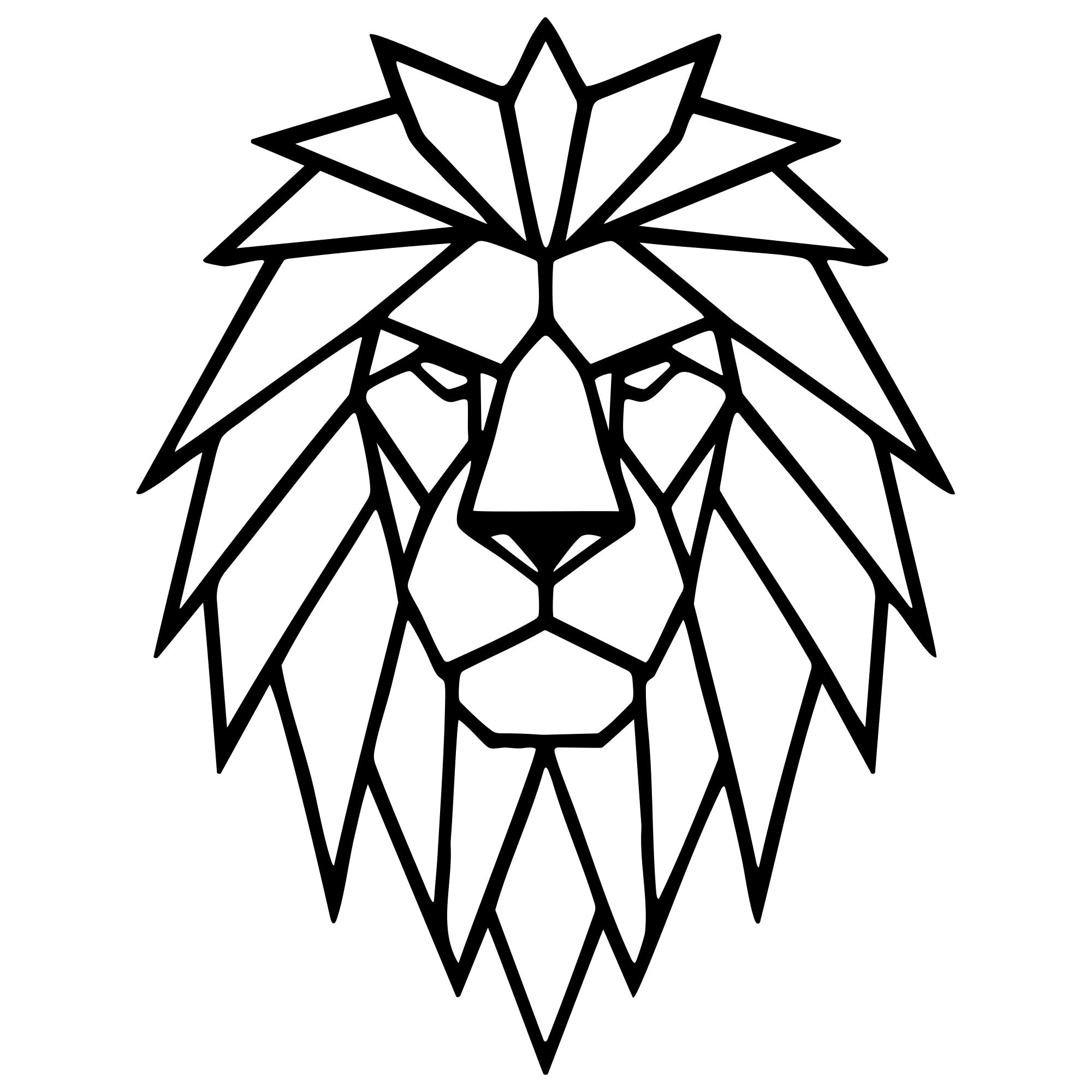Geometric Lion Head DXF file – CNC Cutting Design | AWLION891