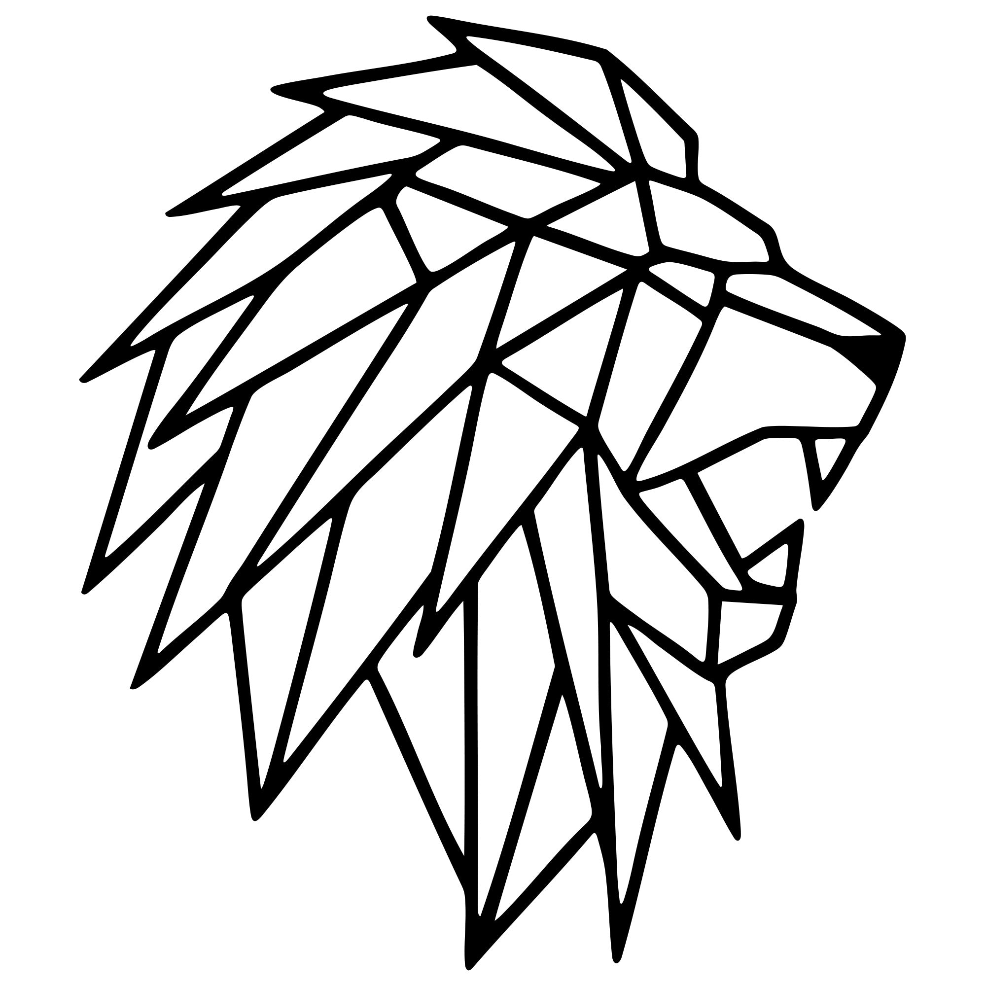 Geometric Lion Head DXF file – CNC Cutting Design | AWLION892