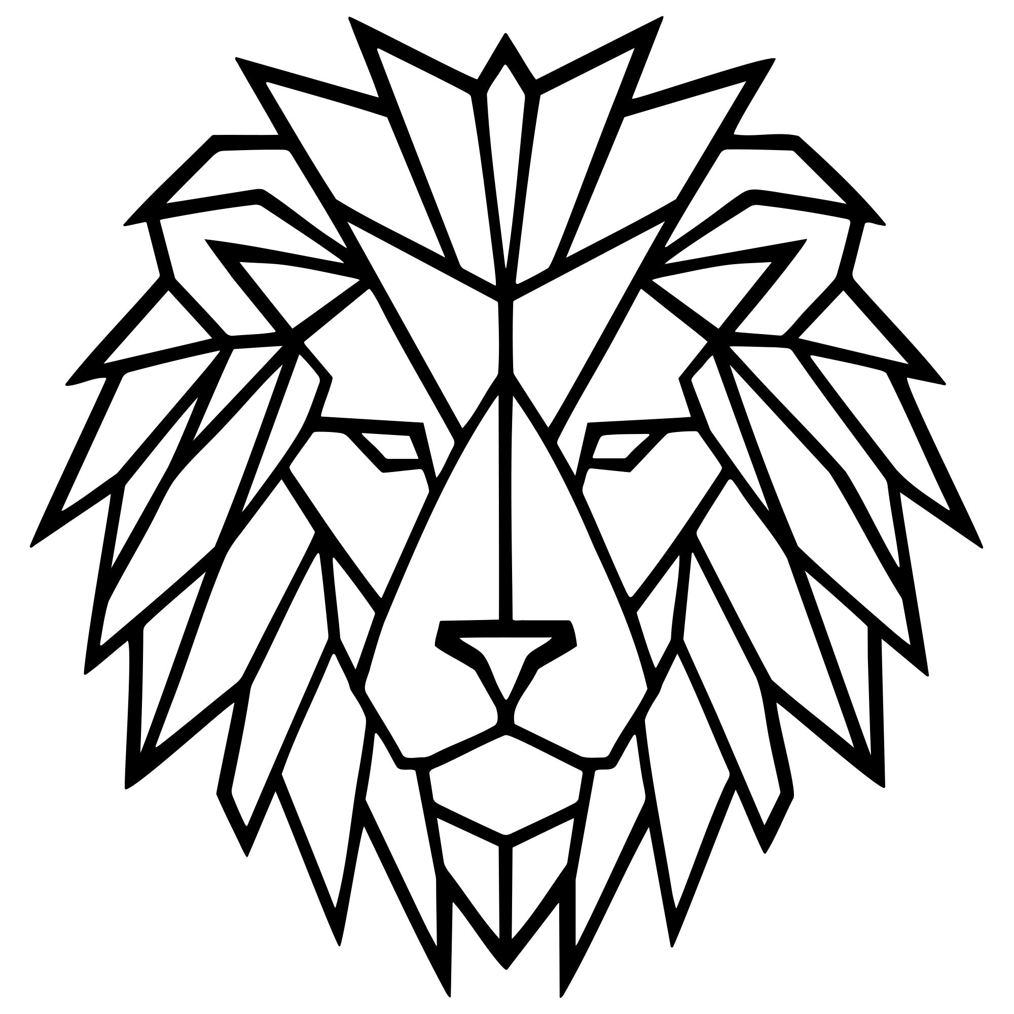 Geometric Lion Head DXF file – CNC Cutting Design | AWLION893