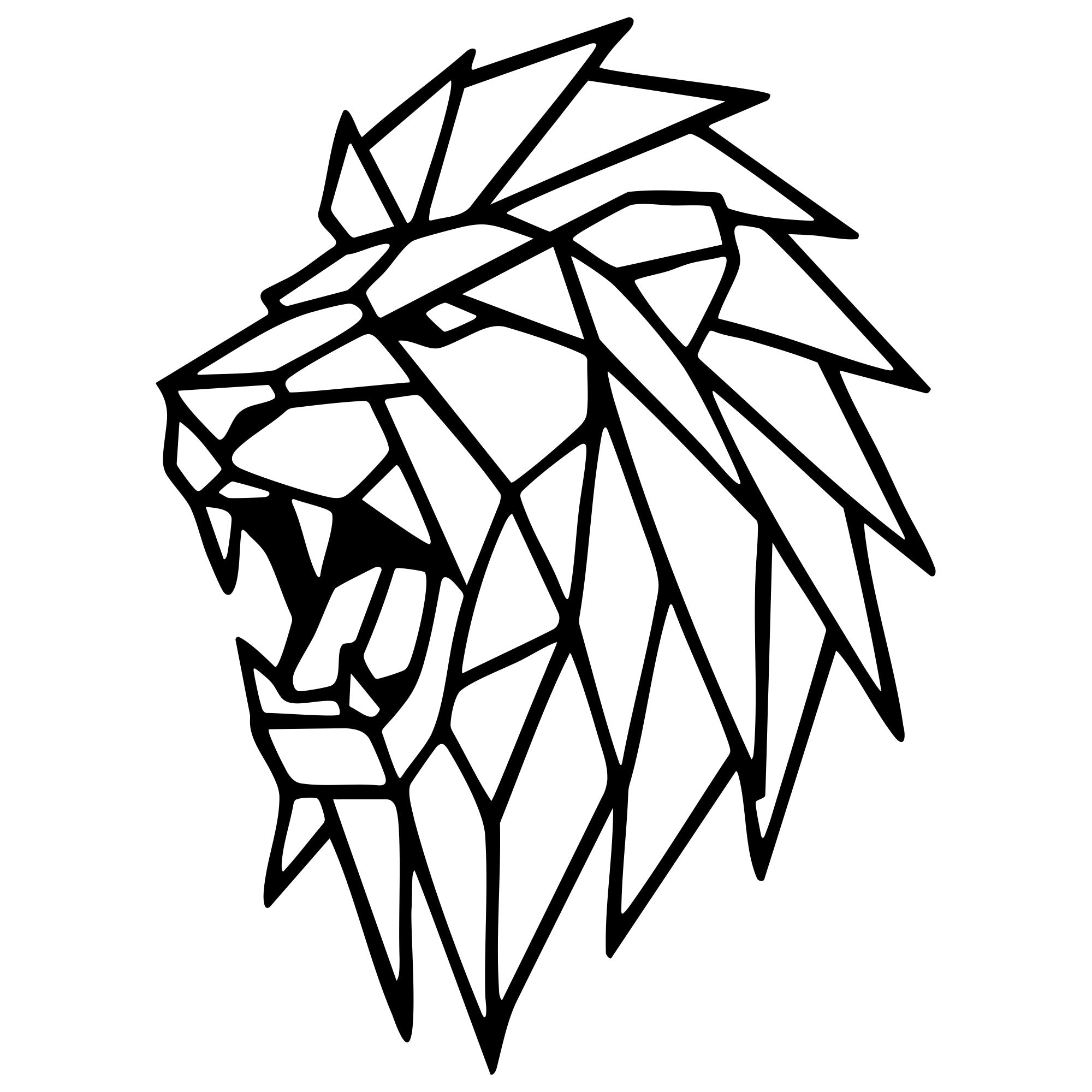 Geometric Lion Head DXF file – CNC Cutting Design | AWLION894