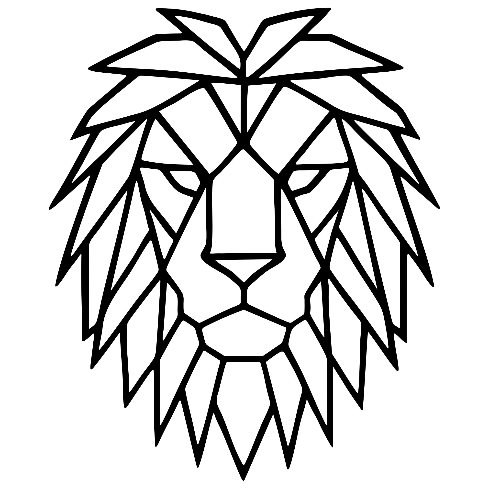 Geometric Lion Head DXF file – CNC Cutting Design | AWLION895