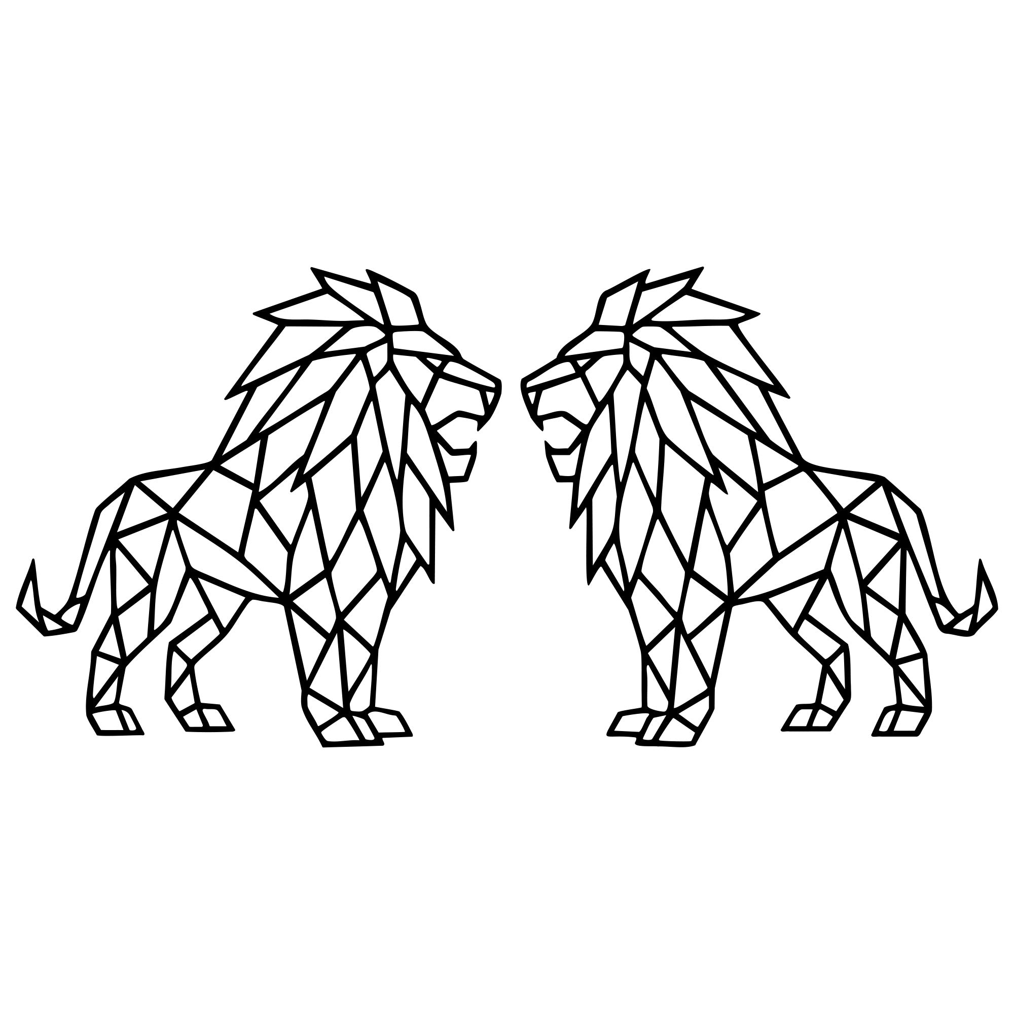 Geometric Lions DXF File – CNC Cutting Design | AWLION672
