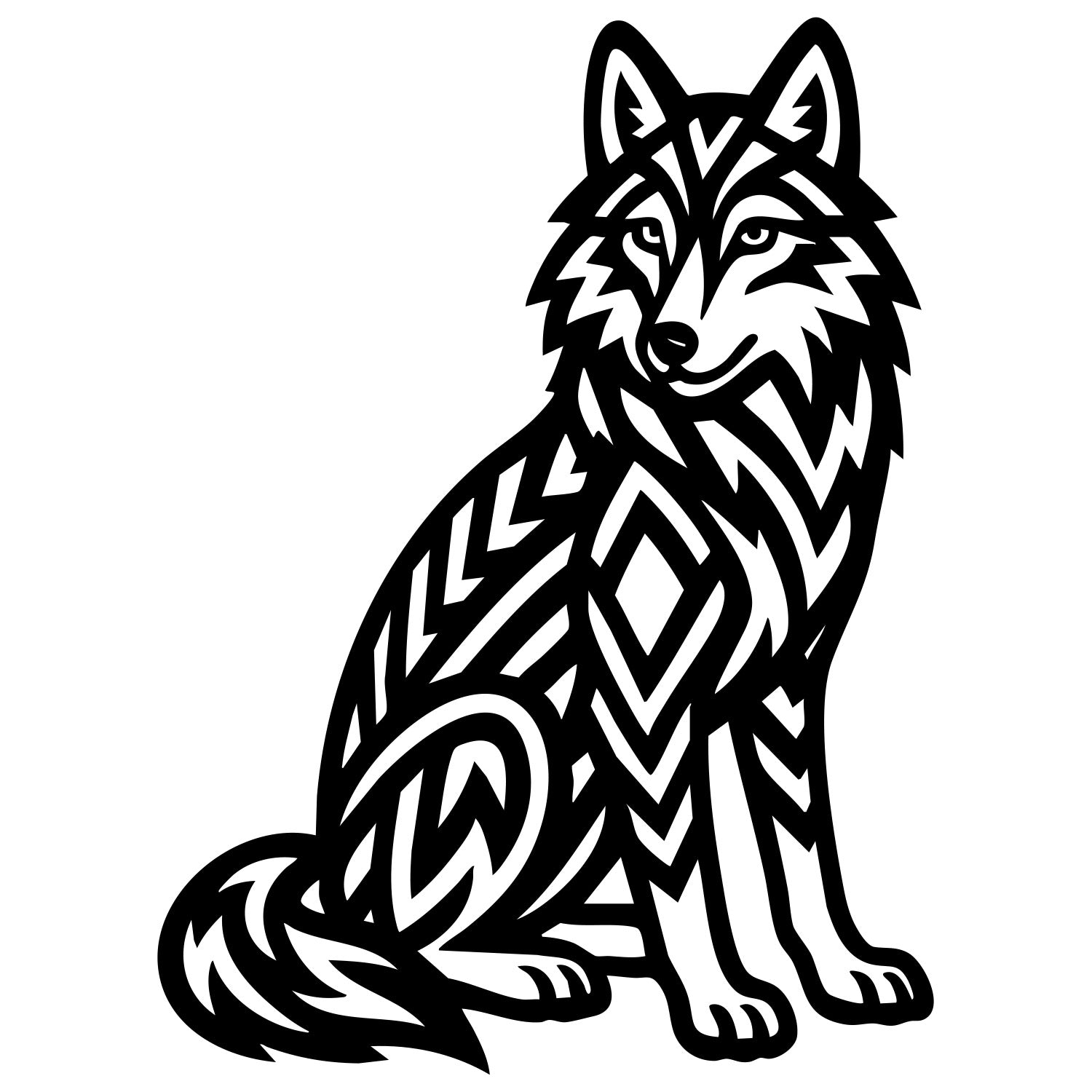 Geometric Wolf DXF File – CNC Cutting Design | AWWOLF251