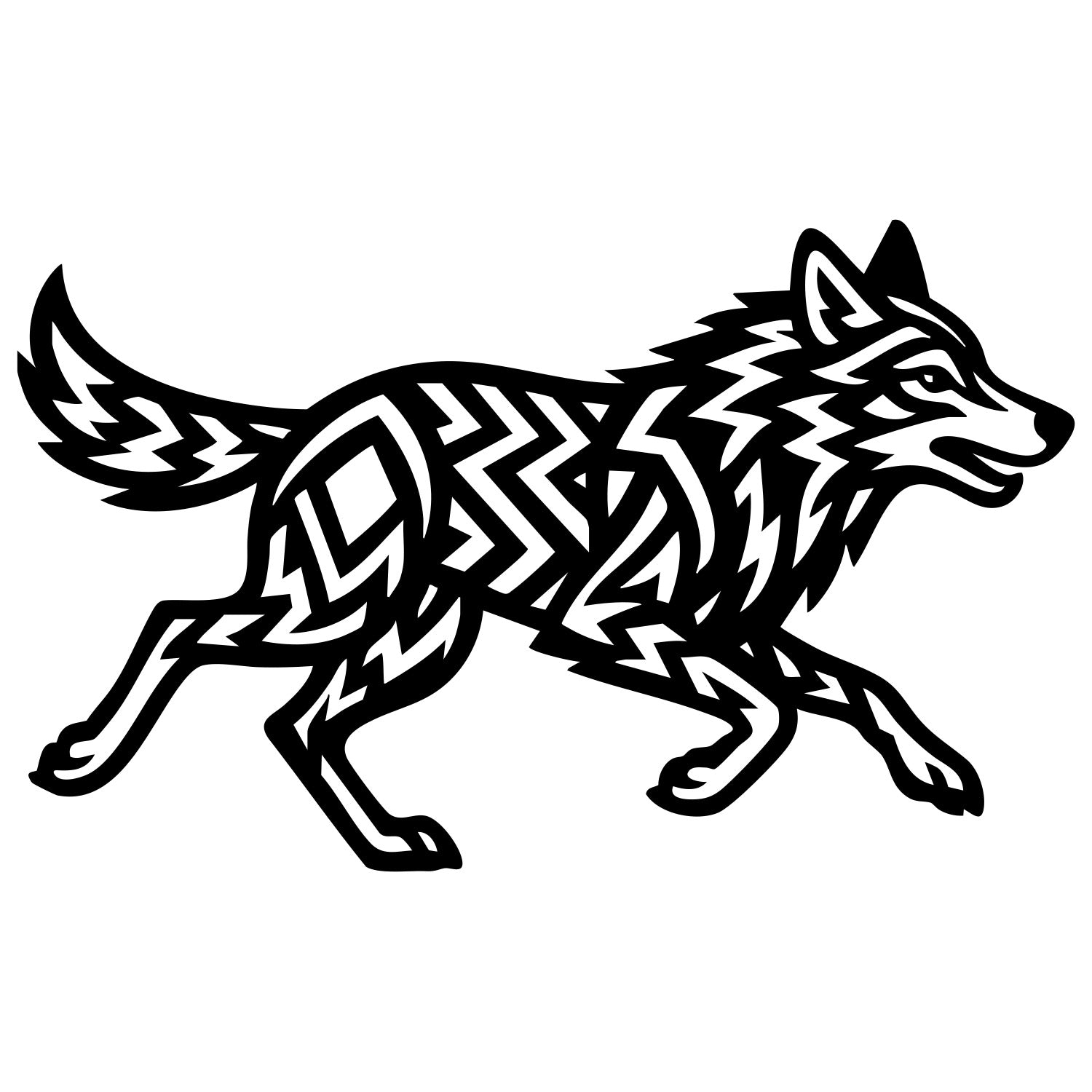 Geometric Wolf DXF File – CNC Cutting Design | AWWOLF252