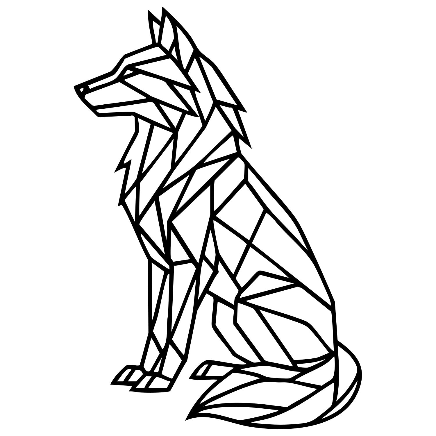 Geometric Wolf DXF File – CNC Cutting Design | AWWOLF268