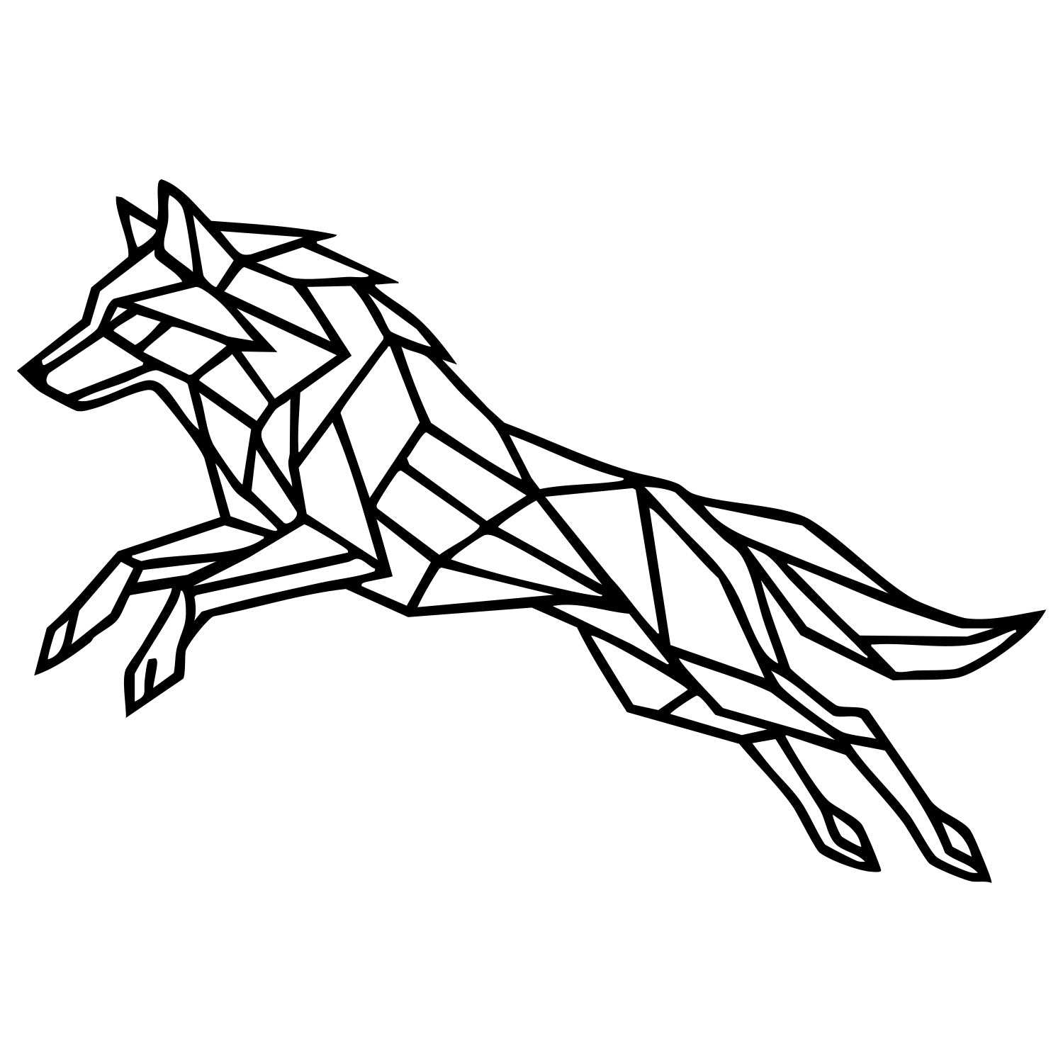 Geometric Wolf DXF File – CNC Cutting Design | AWWOLF269