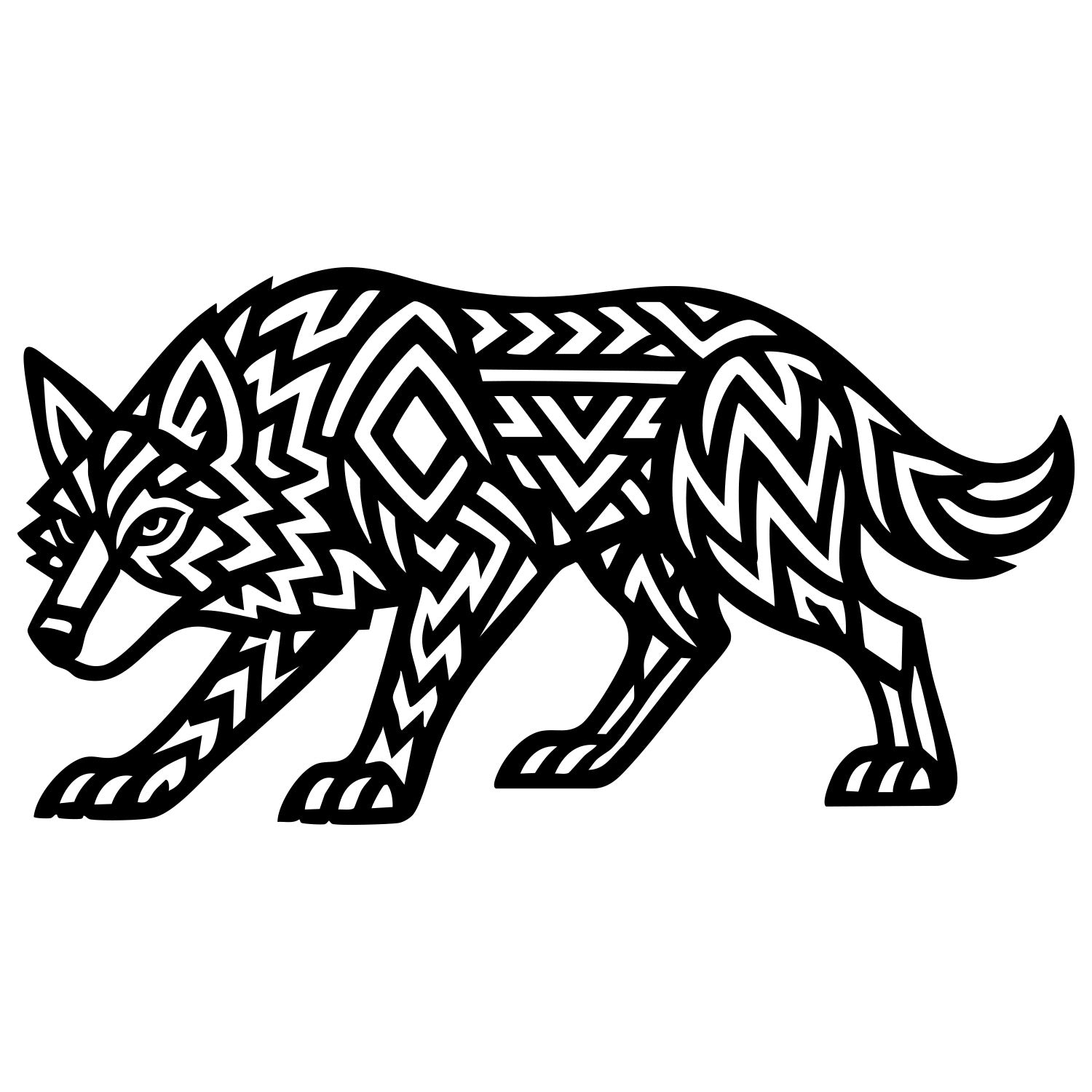Geometric Wolf DXF File – CNC Cutting Design | AWWOLF87