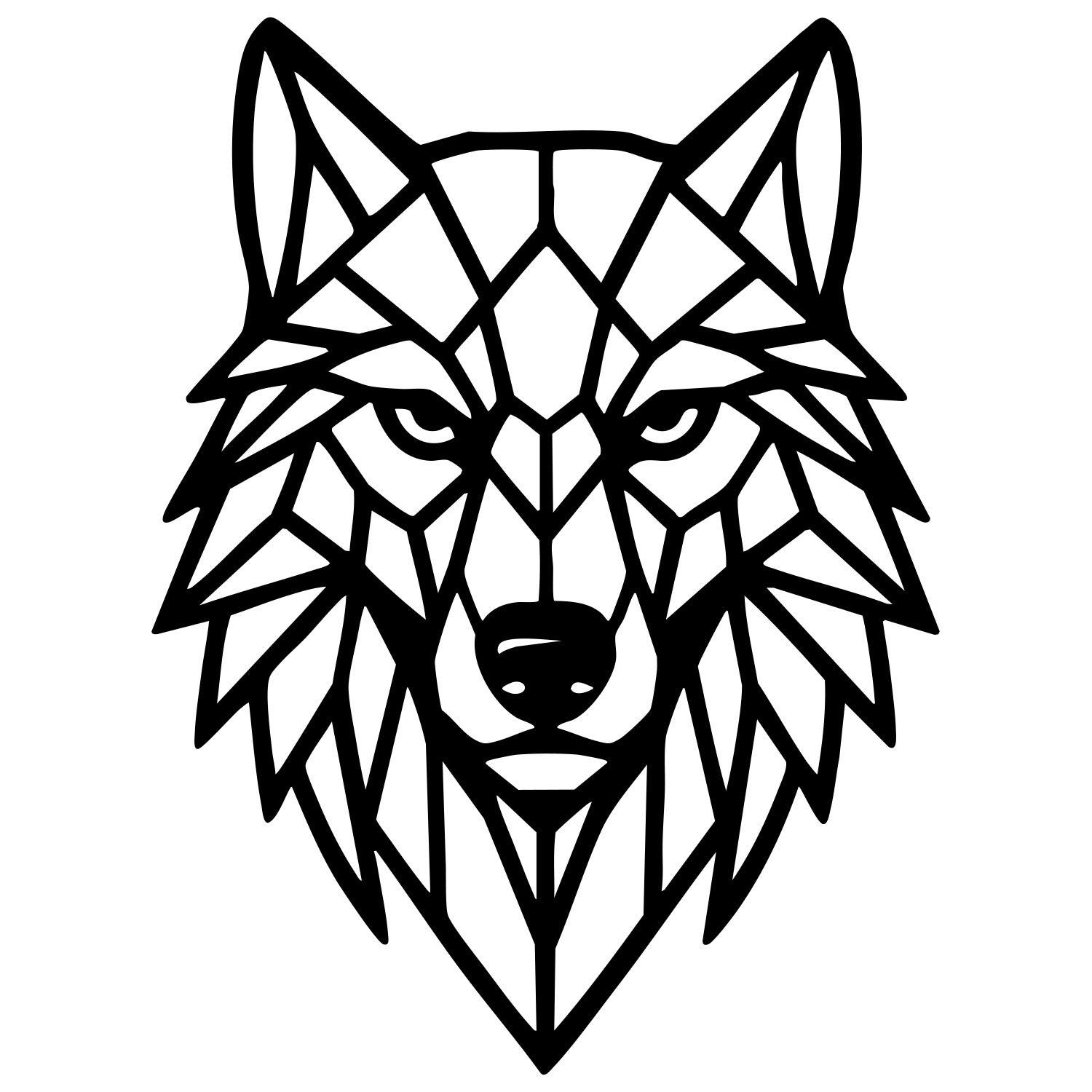 Geometric Wolf Head DXF File – CNC Cutting Design | AWWOLF255