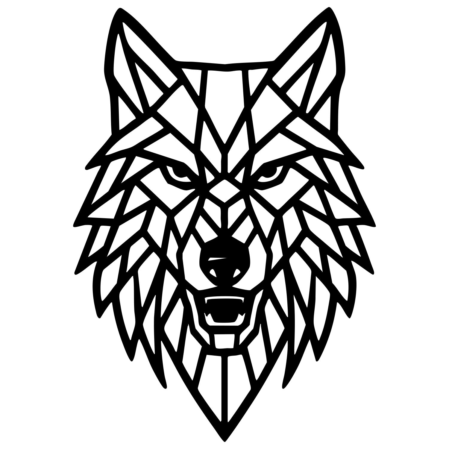 Geometric Wolf Head DXF File – CNC Cutting Design | AWWOLF259
