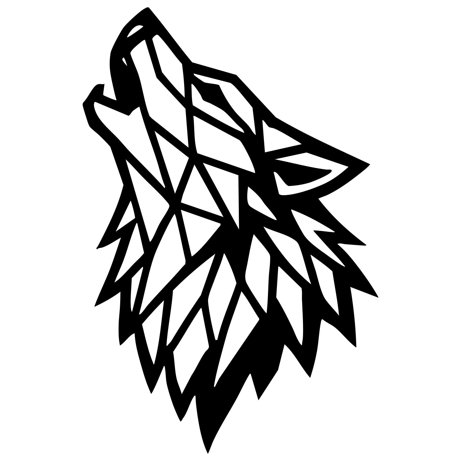 Geometric Wolf Head DXF File – CNC Cutting Design | AWWOLF261