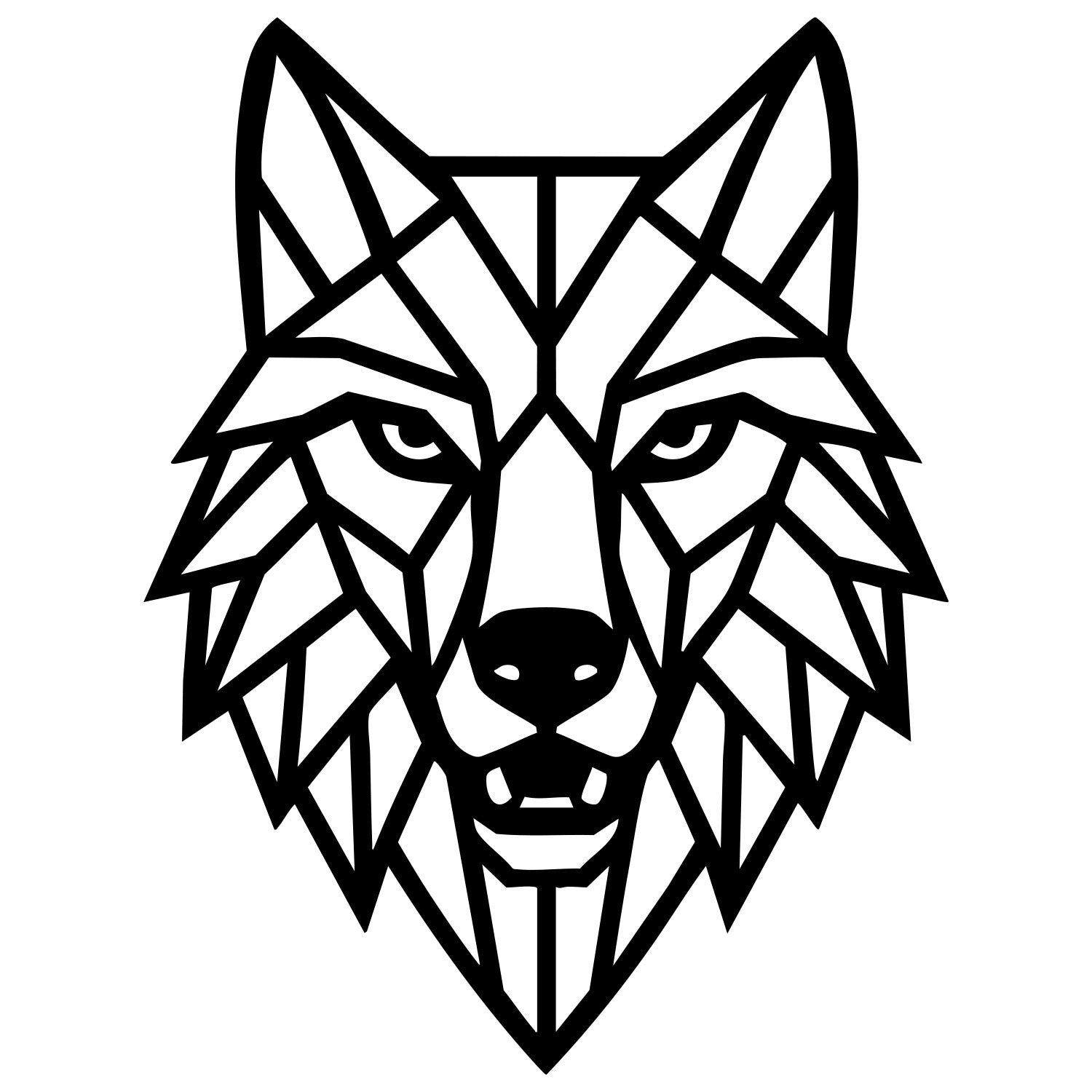 Geometric Wolf Head DXF File – CNC Cutting Design | AWWOLF262