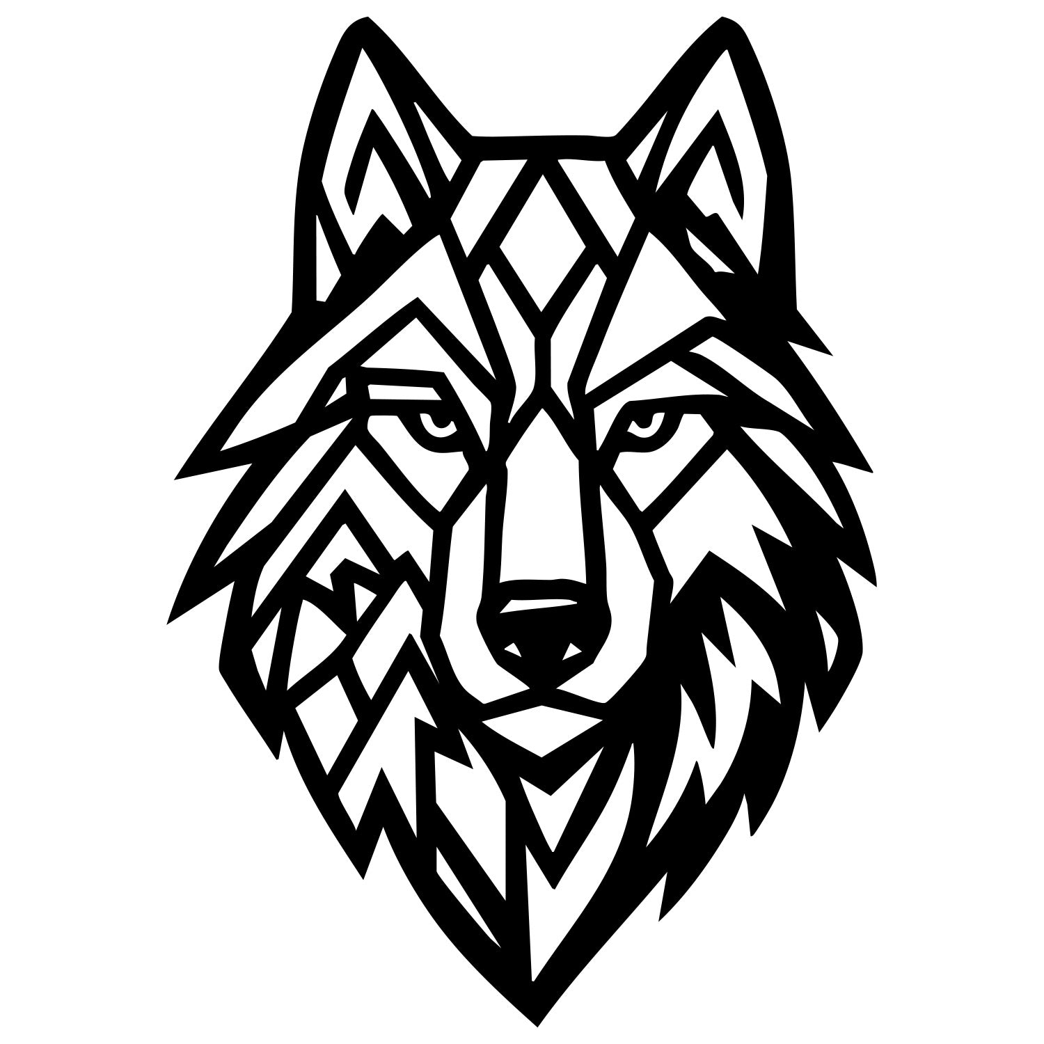 Geometric Wolf Head DXF File – CNC Cutting Design | AWWOLF263