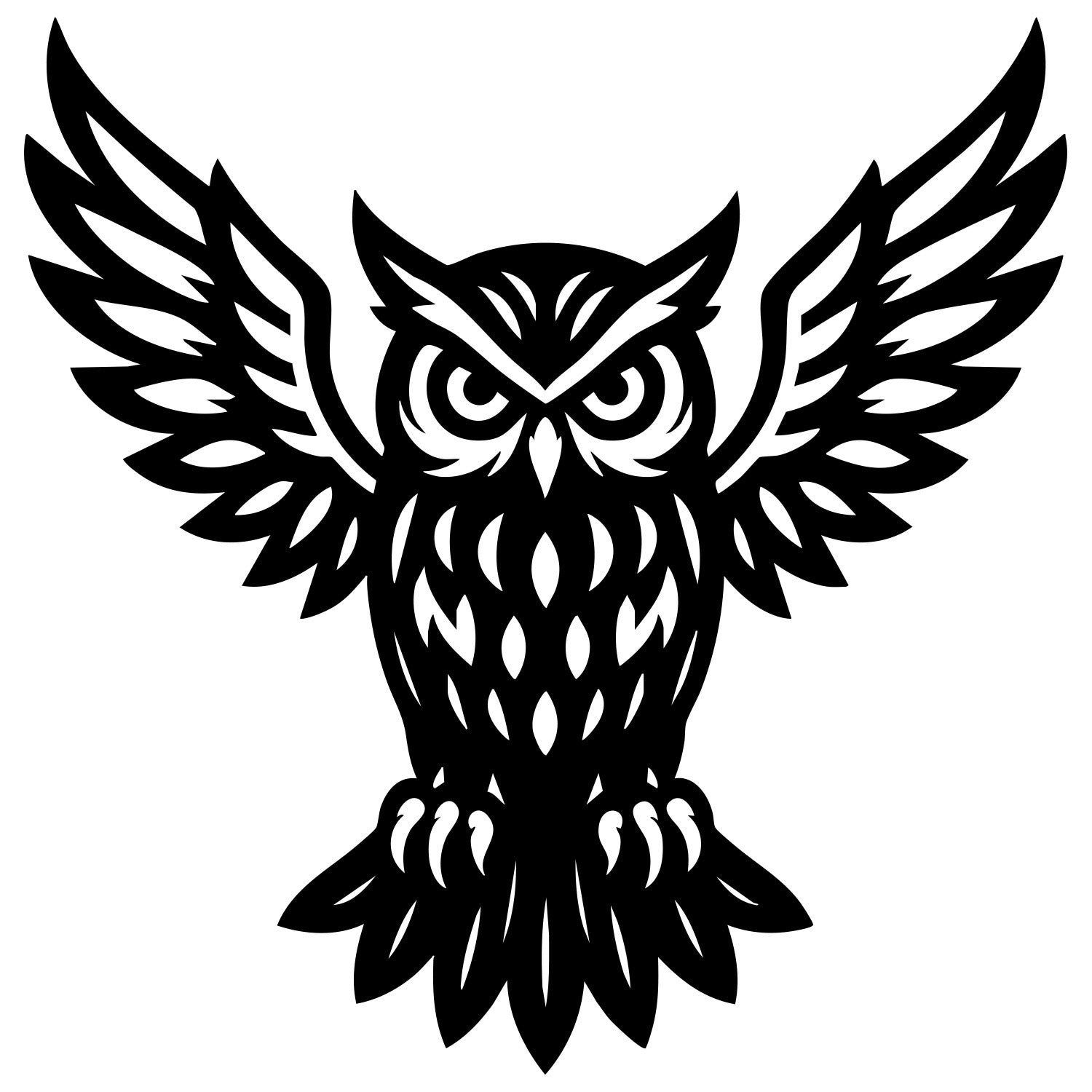 Great Horned Owl DXF File – CNC Cutting Design | ABOWL144