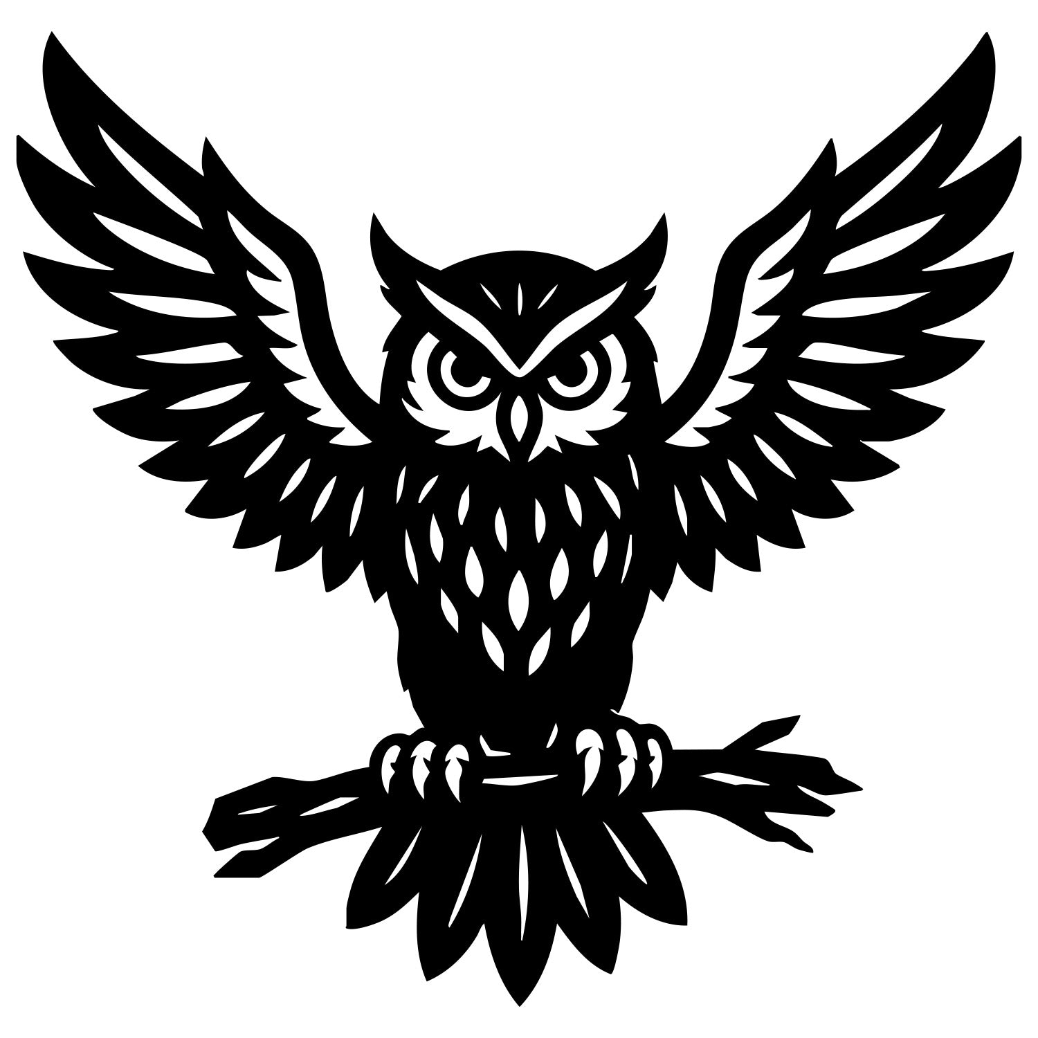Great Horned Owl DXF File – CNC Cutting Design | ABOWL147