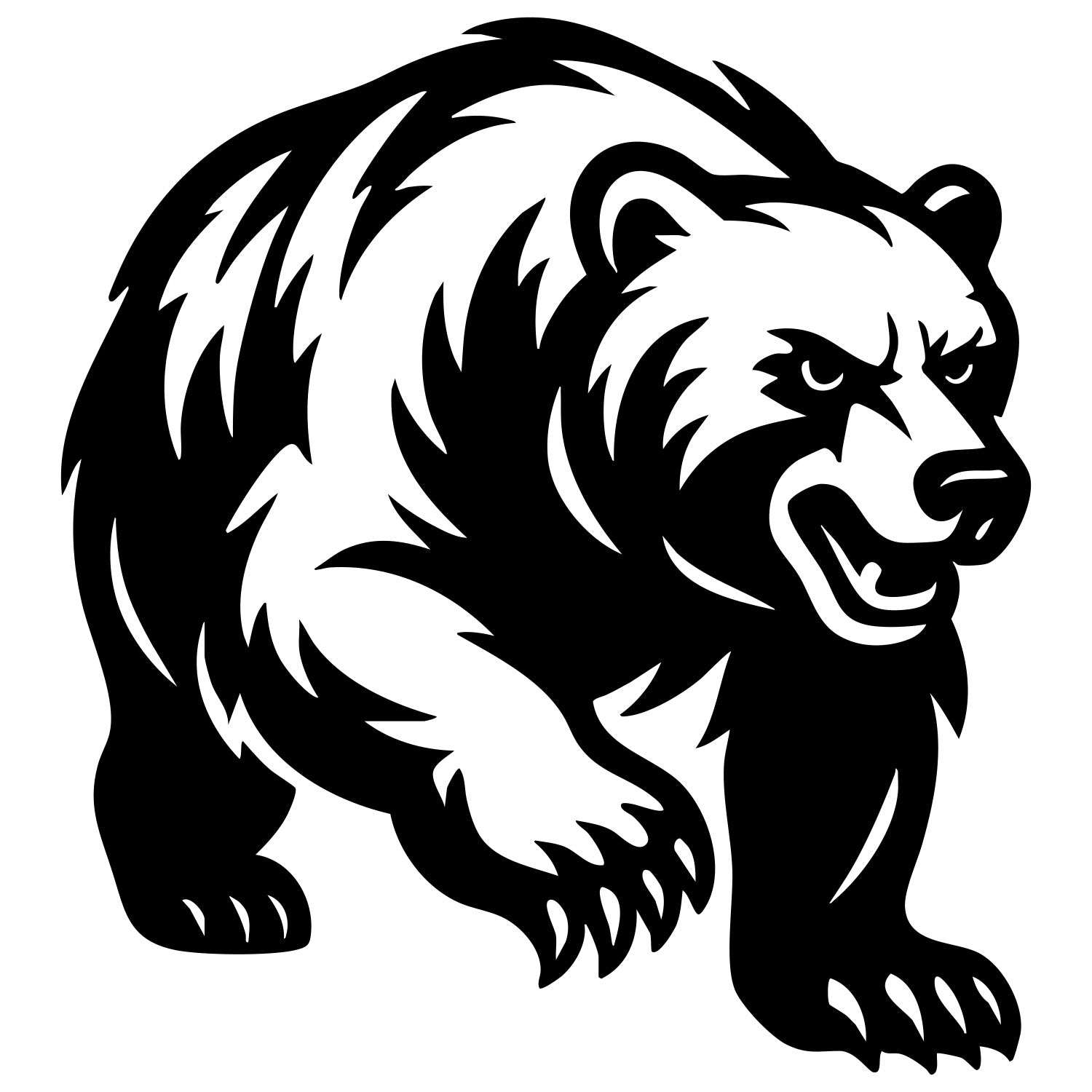 Angry Grizzly Bear DXF File – CNC Cutting Design | AWBEAR222