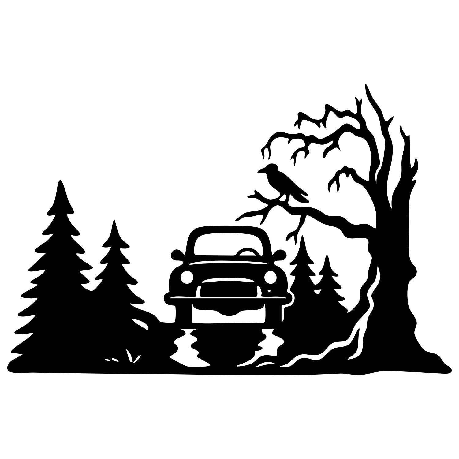 Haunted Forest Car Scene DXF File | OHHALLOWEEN13