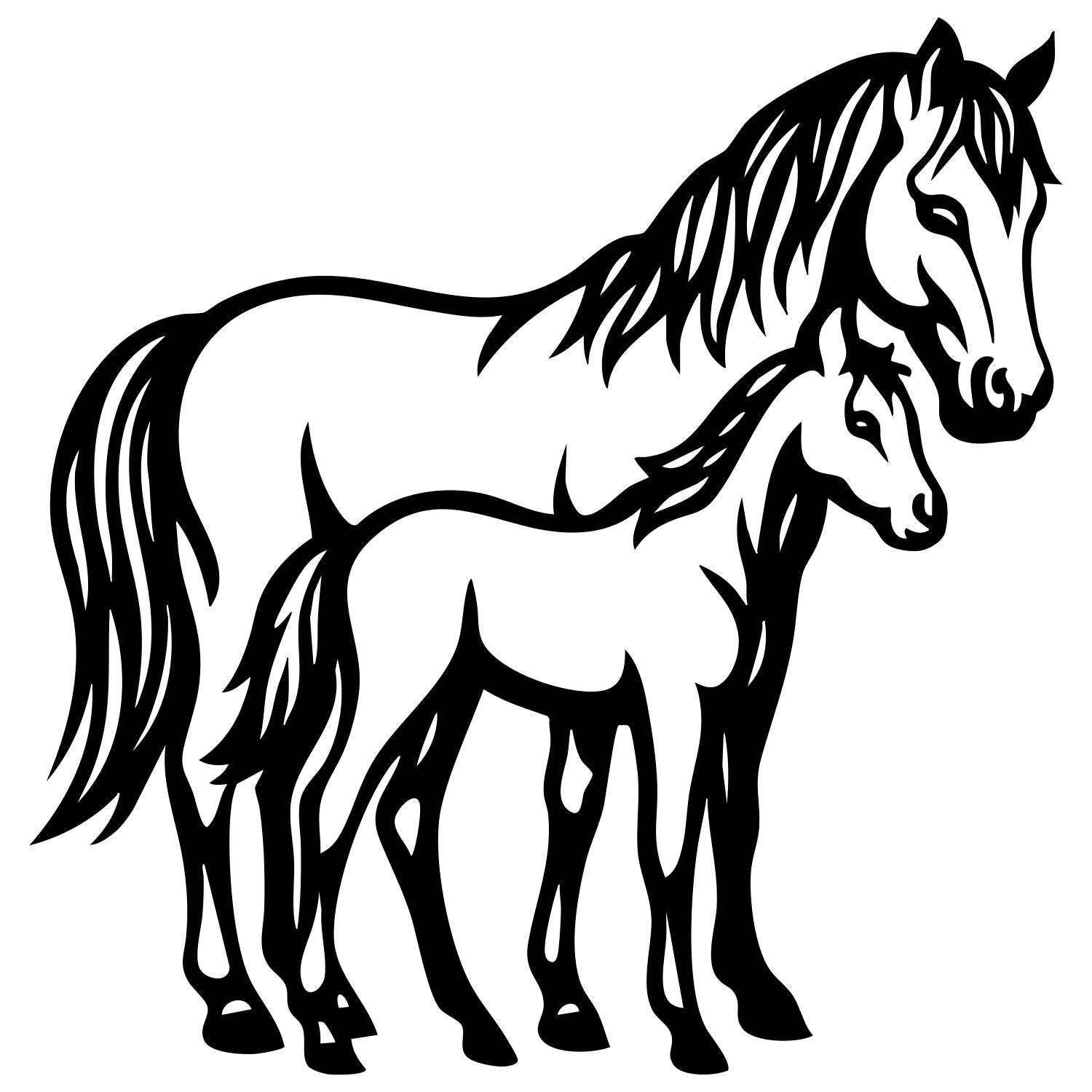 Horse Family DXF File – CNC Cutting Design | AFHORSE152