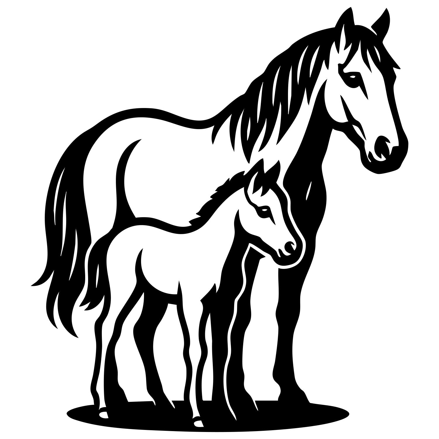 Horse Family DXF File – CNC Cutting Design | AFHORSE170