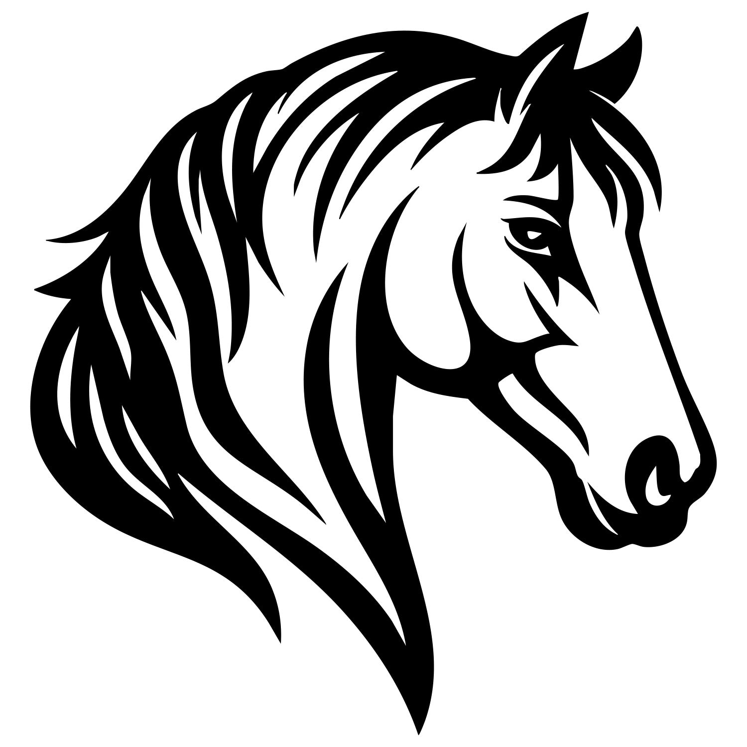 Horse Head DXF File – CNC Cutting Design | AFHORSE124