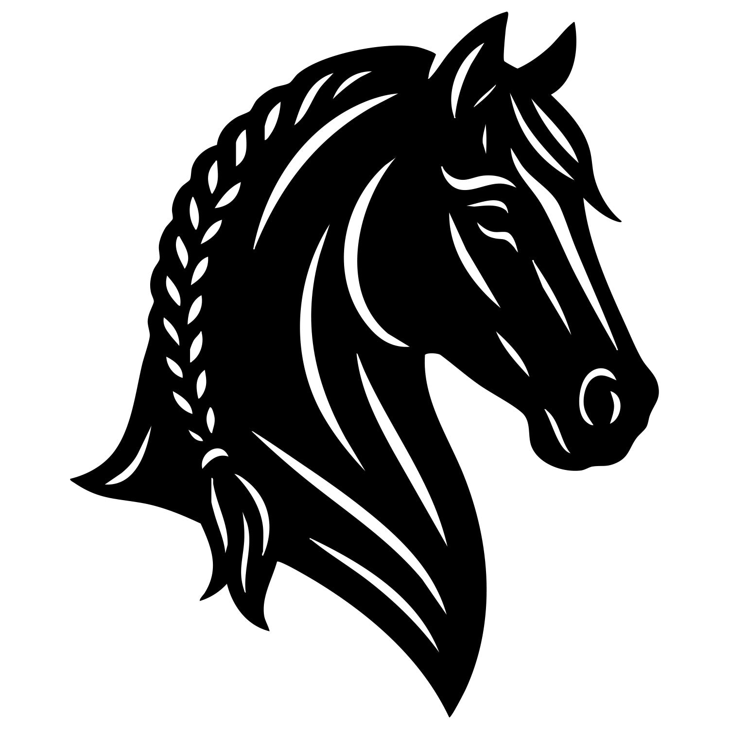 Horse Head Silhouette DXF File – CNC Cutting Design | AFHORSE10