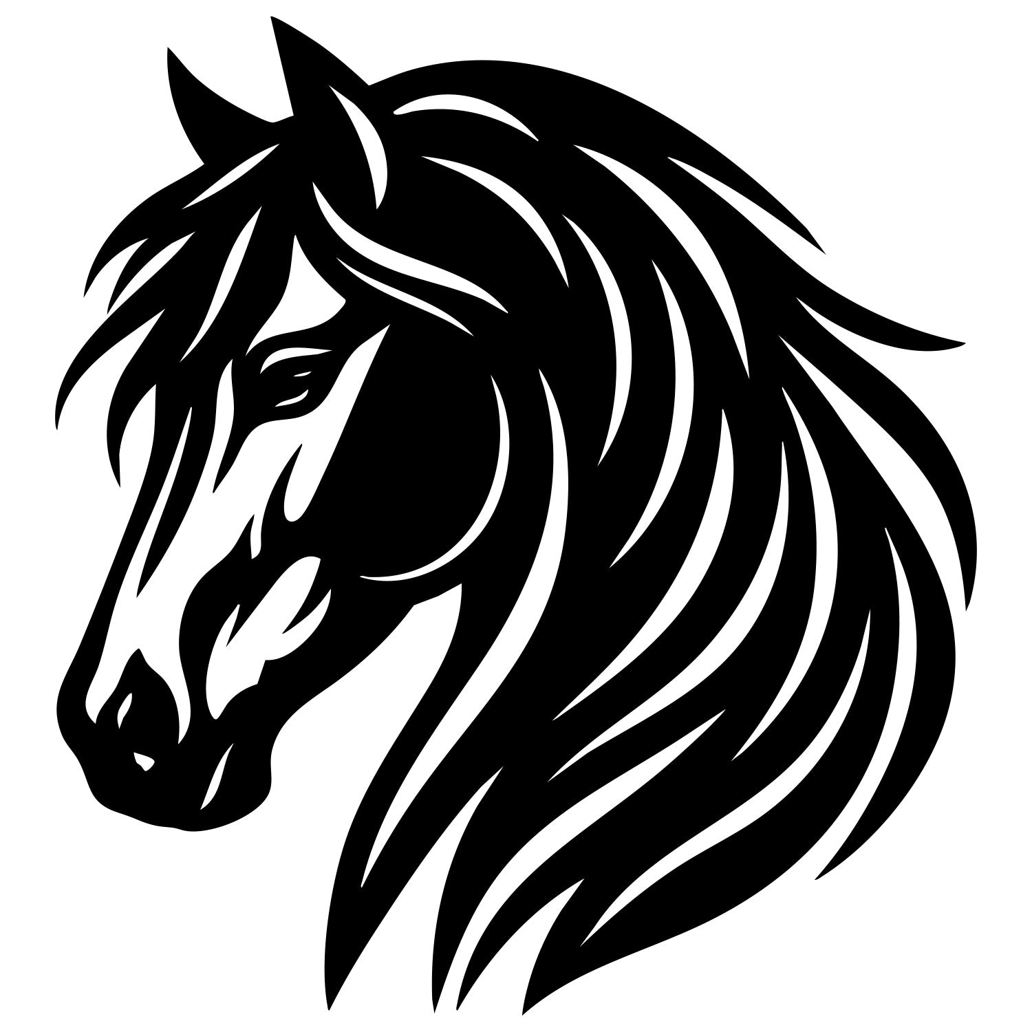 Horse Head Silhouette DXF File – CNC Cutting Design | AFHORSE53