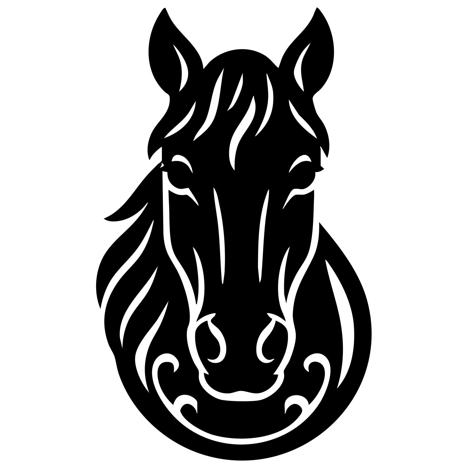 Horse Head Silhouette DXF File – CNC Cutting Design | AFHORSE57