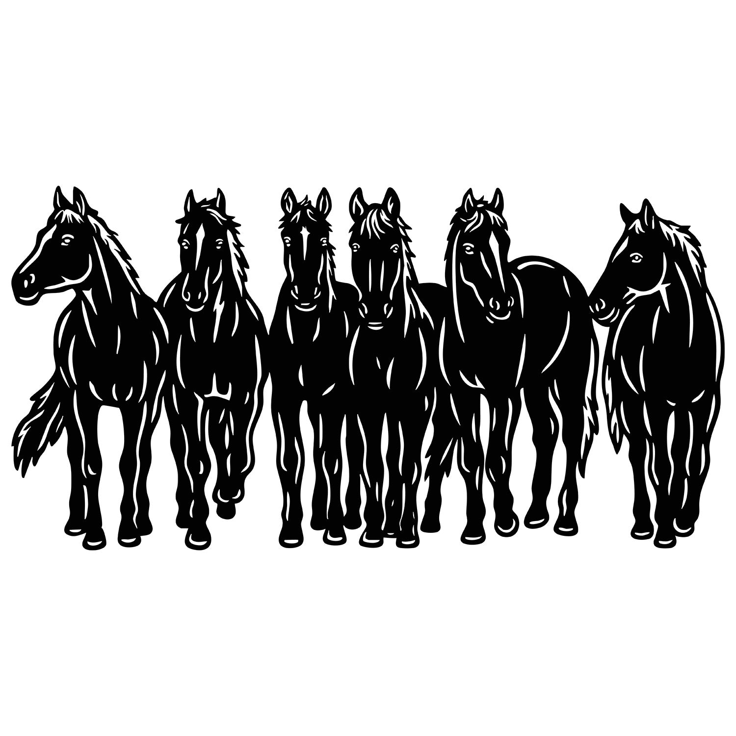 Horses Silhouette DXF File – CNC Cutting Design | AFHORSE5