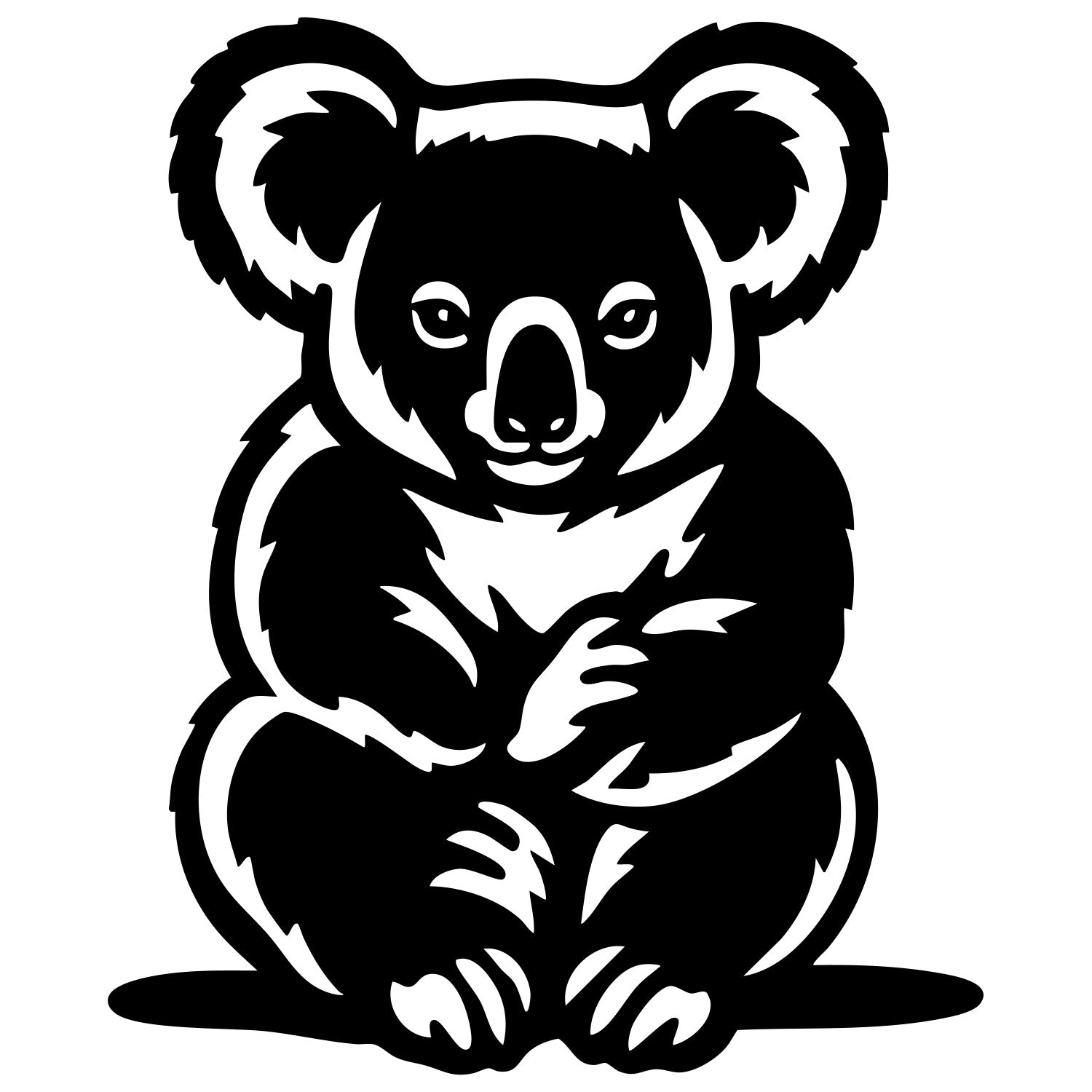 Koala Silhouette DXF File – CNC Cutting Design | AWKOALA1