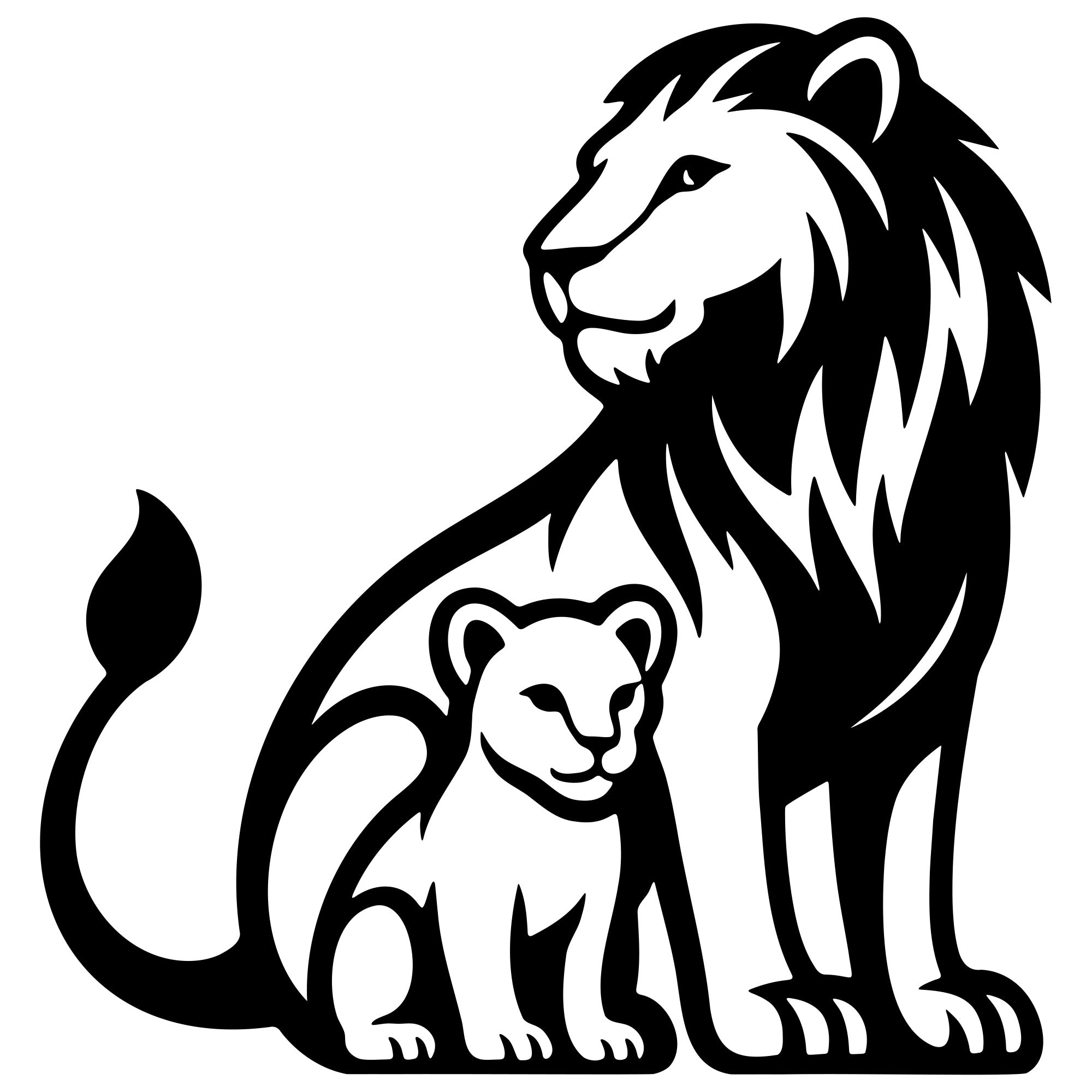 Lion Family DXF File – CNC Cutting Design | AWLION357