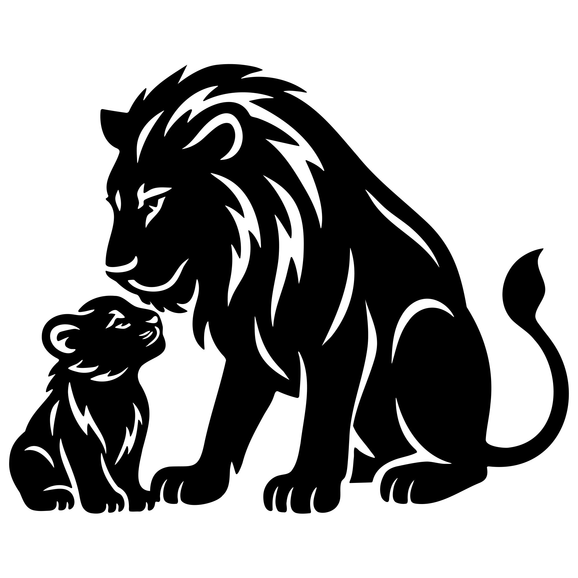 Lion Family DXF File – CNC Cutting Design | AWLION359