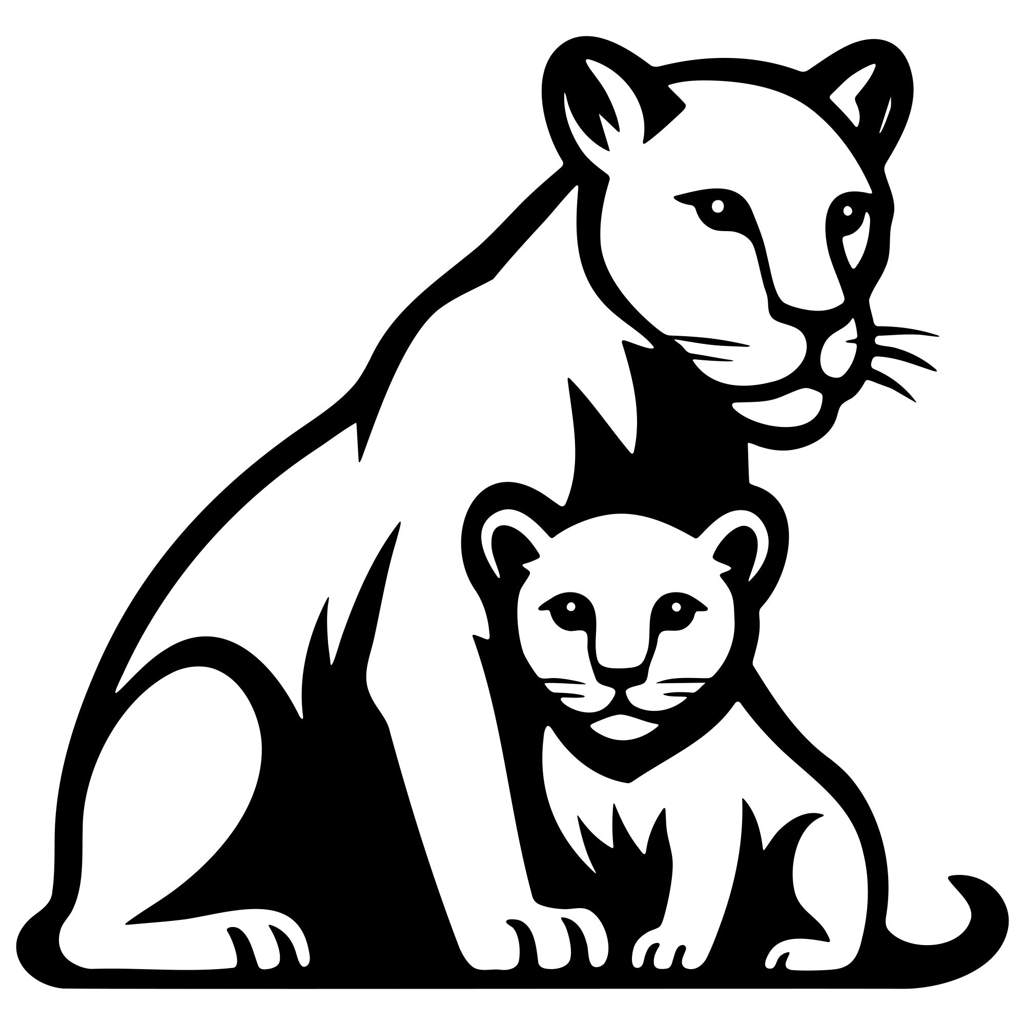 Lion Family DXF File – CNC Cutting Design | AWLION361