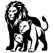 Lion Family DXF File – CNC Cutting Design | AWLION364