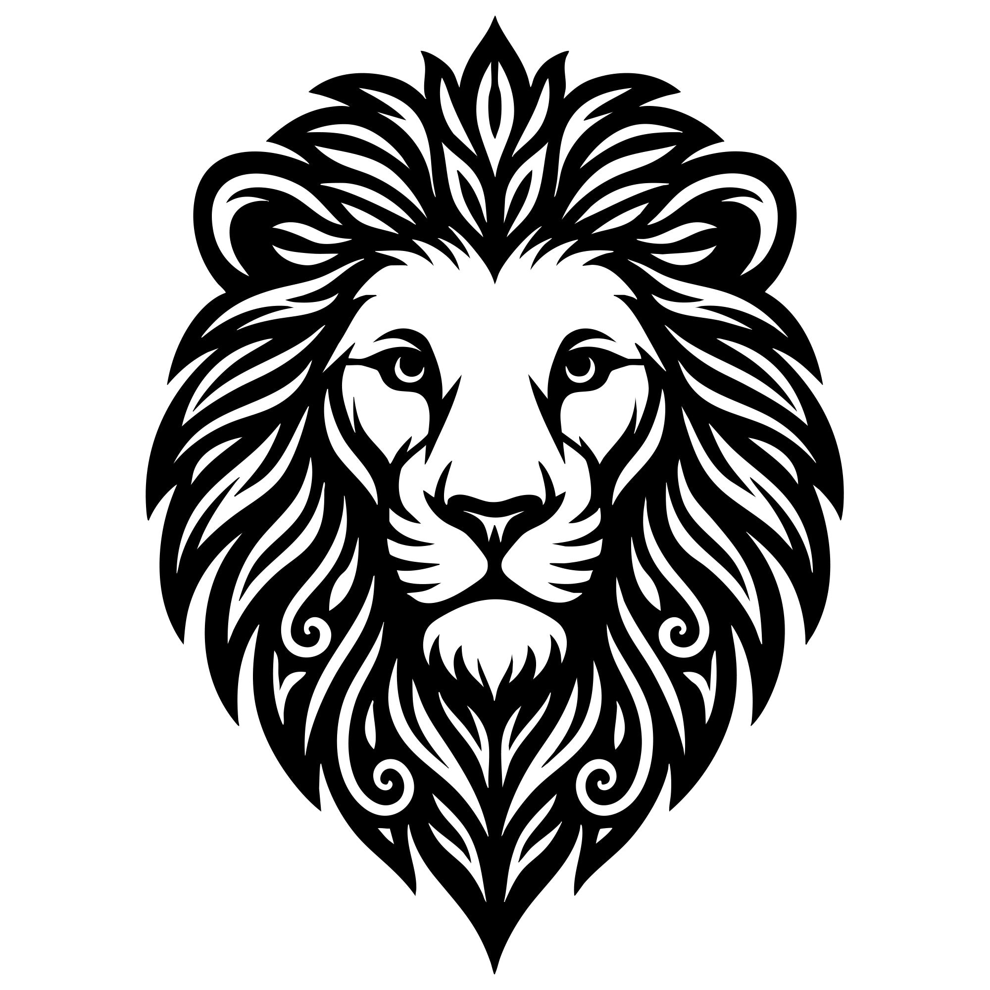 Lion Head DXF File – CNC Cutting Design | AWLION153