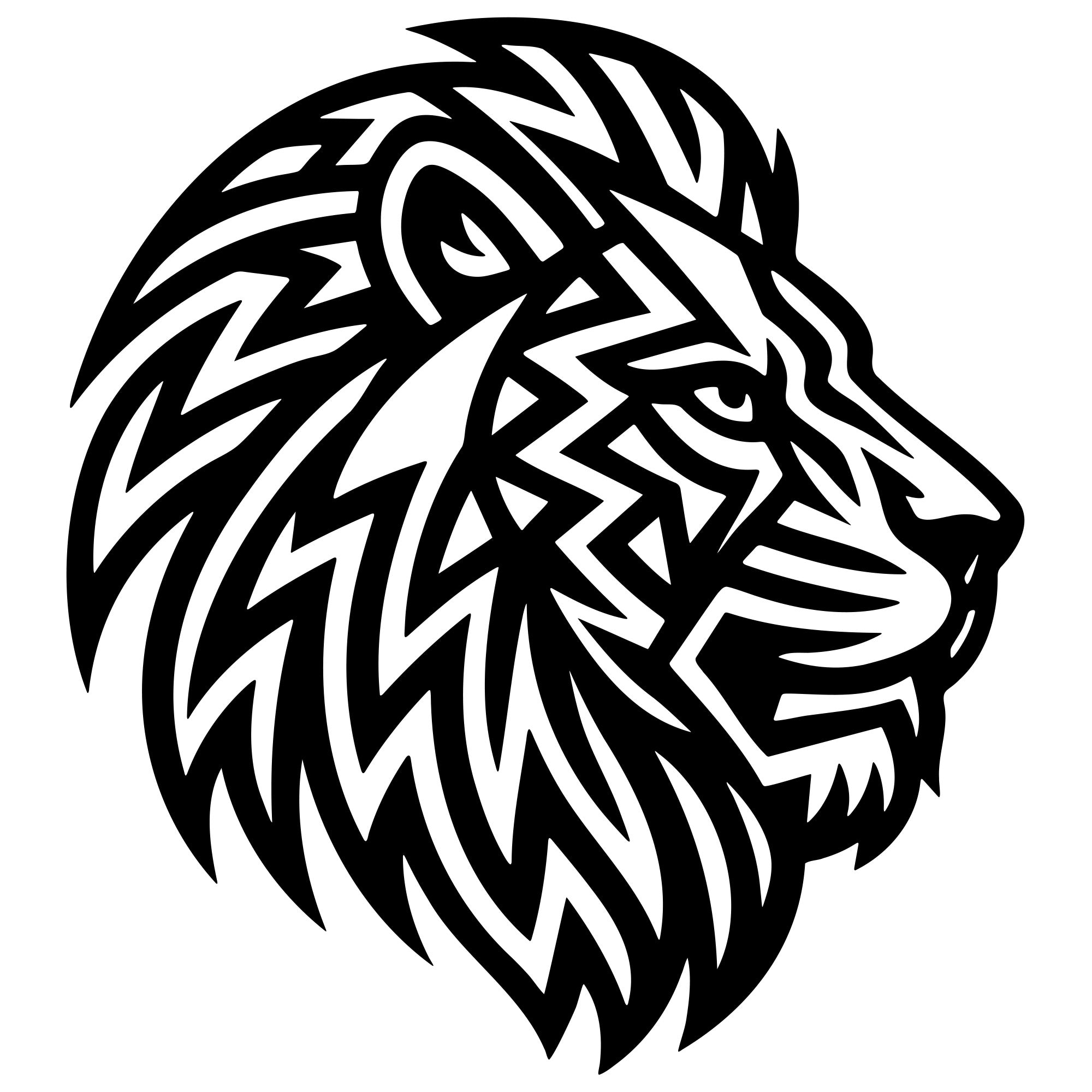 Lion Head DXF File – CNC Cutting Design | AWLION156