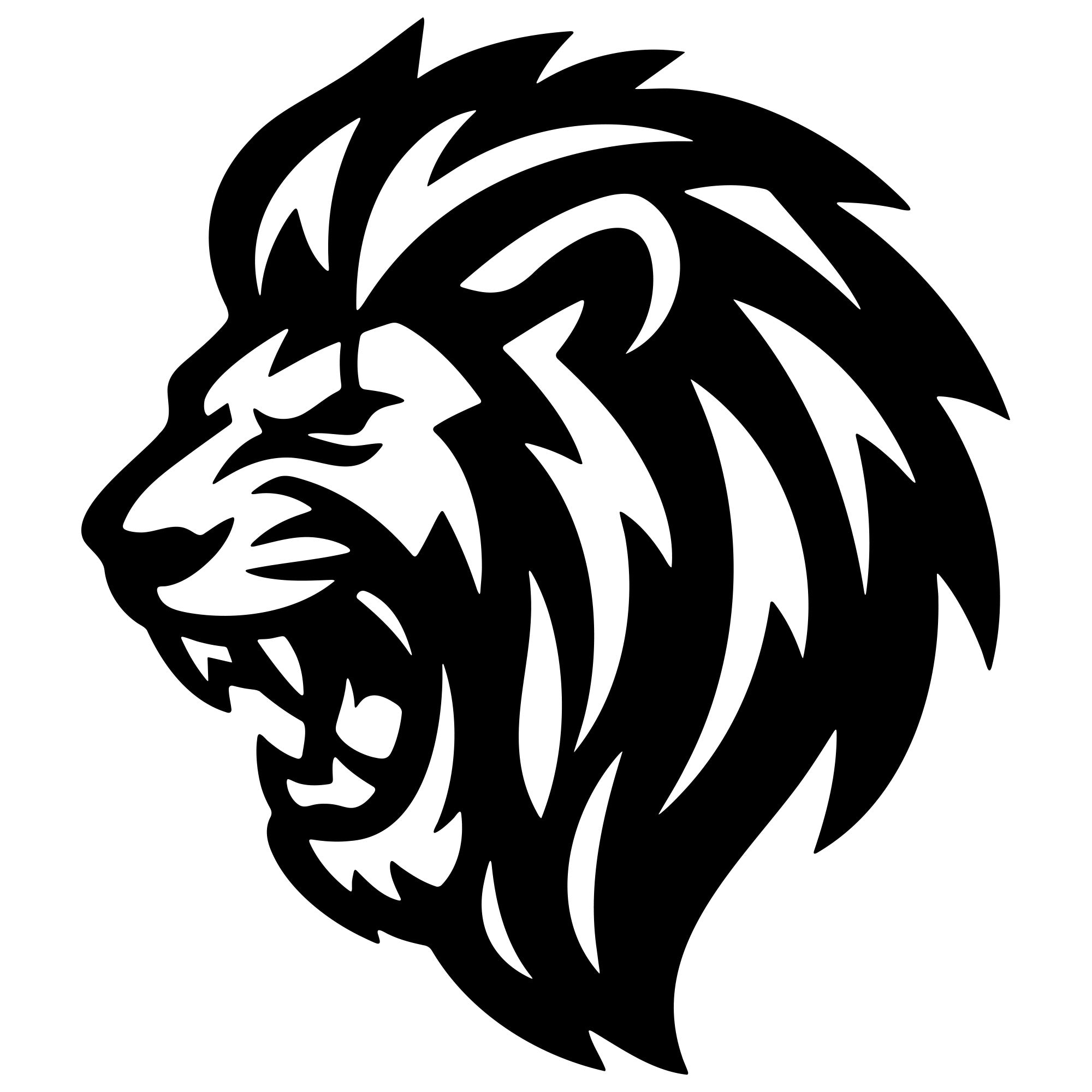 Lion Head DXF File – CNC Cutting Design | AWLION734