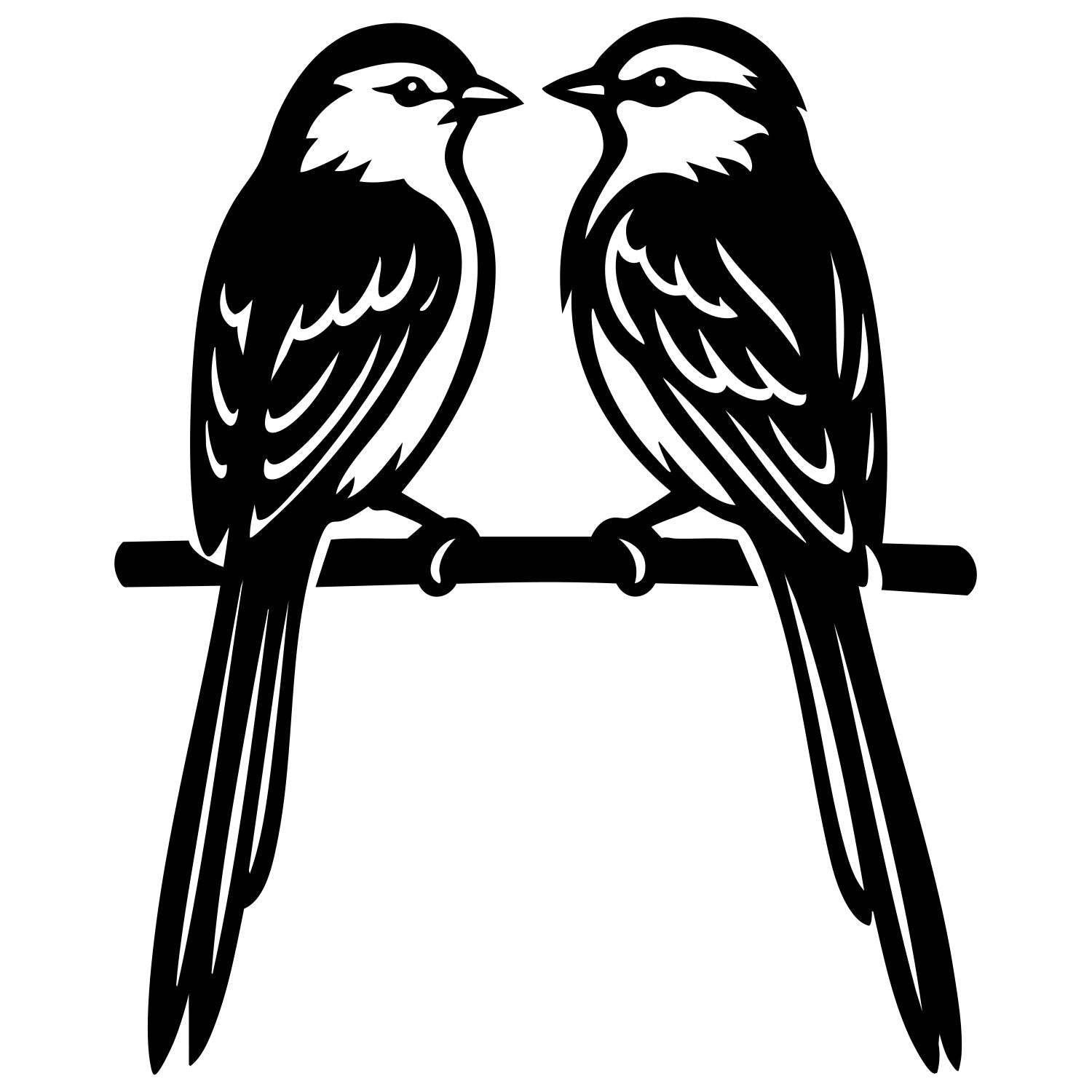 Long Tailed Finch Family DXF File – CNC Cutting Design | ABFINCH473