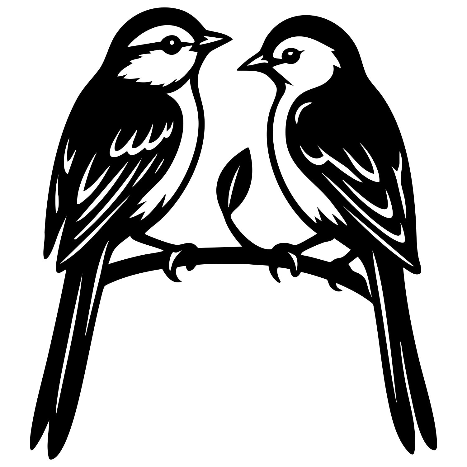 Long Tailed Finch Family DXF File – CNC Cutting Design | ABFINCH477