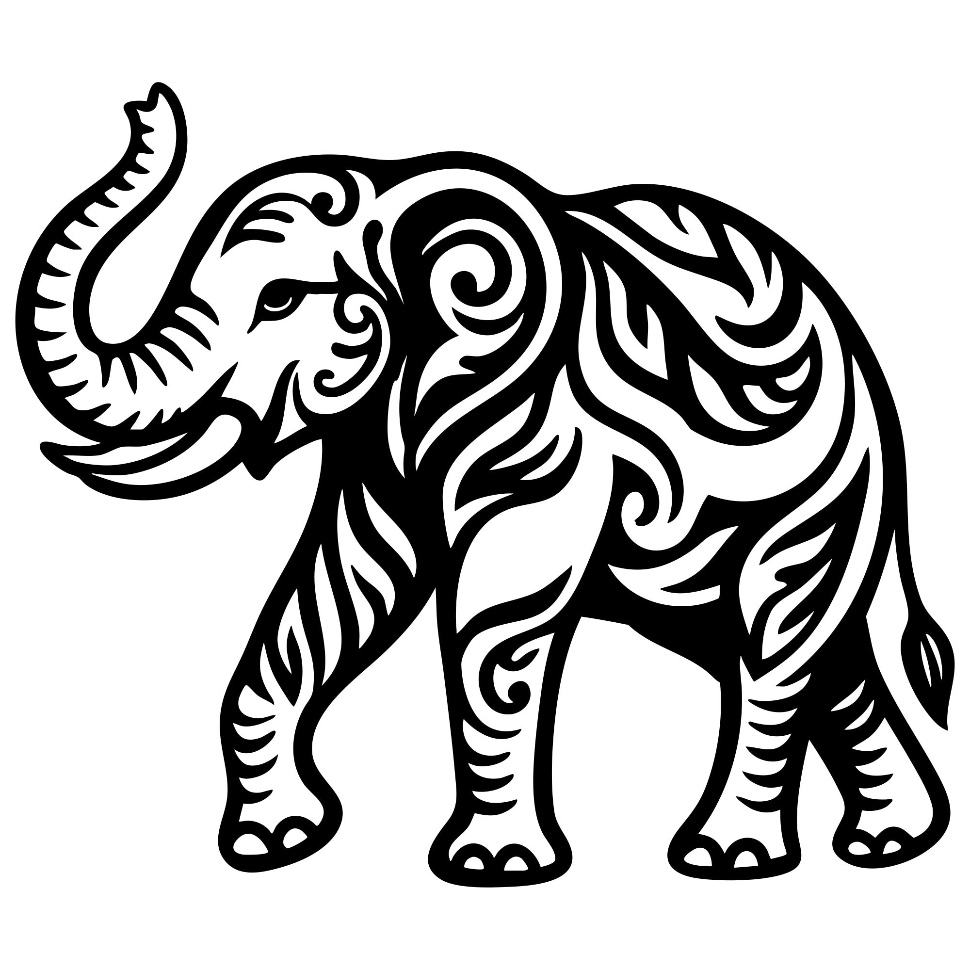 Mandala Elephant DXF File – CNC Cutting Design | AWELEPHANT611