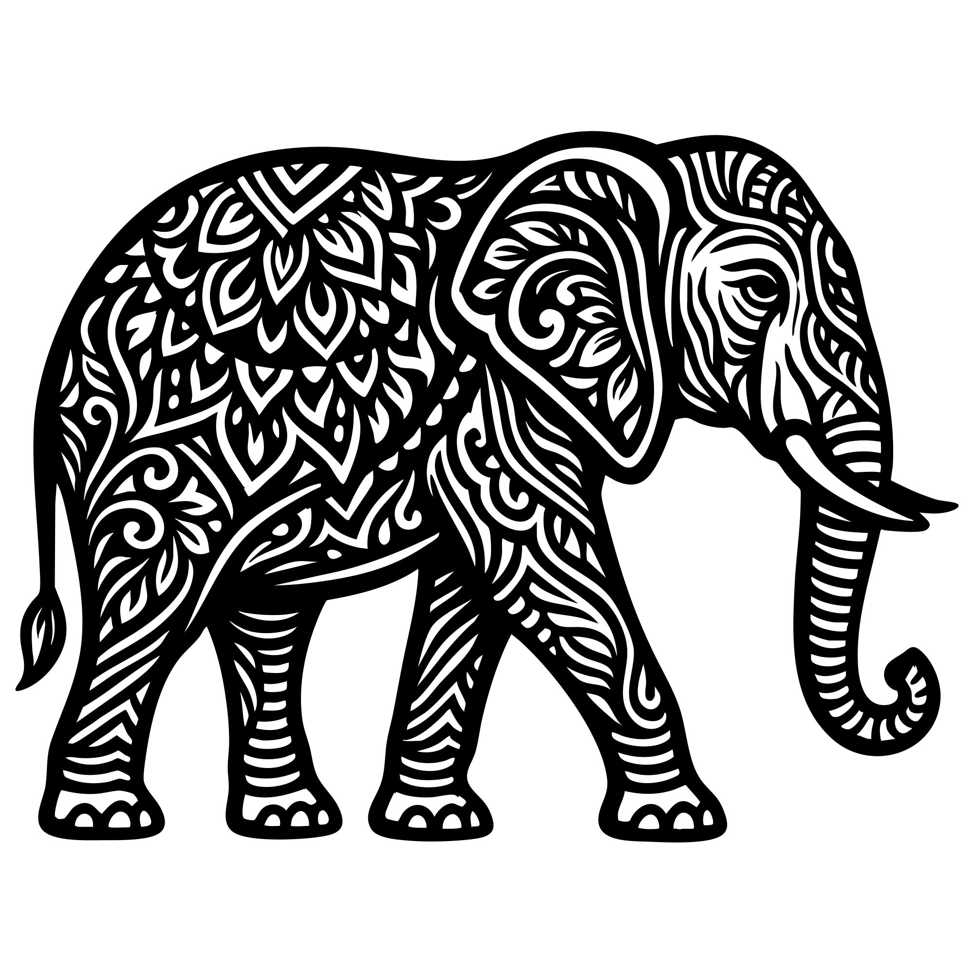 Mandala Elephant DXF File – CNC Cutting Design | AWELEPHANT612