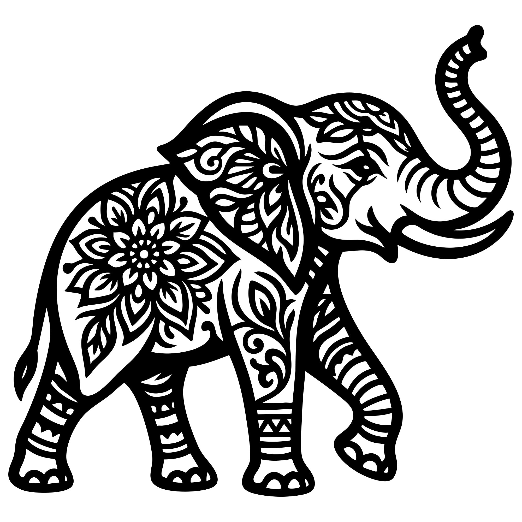 Mandala Elephant DXF File – CNC Cutting Design | AWELEPHANT614