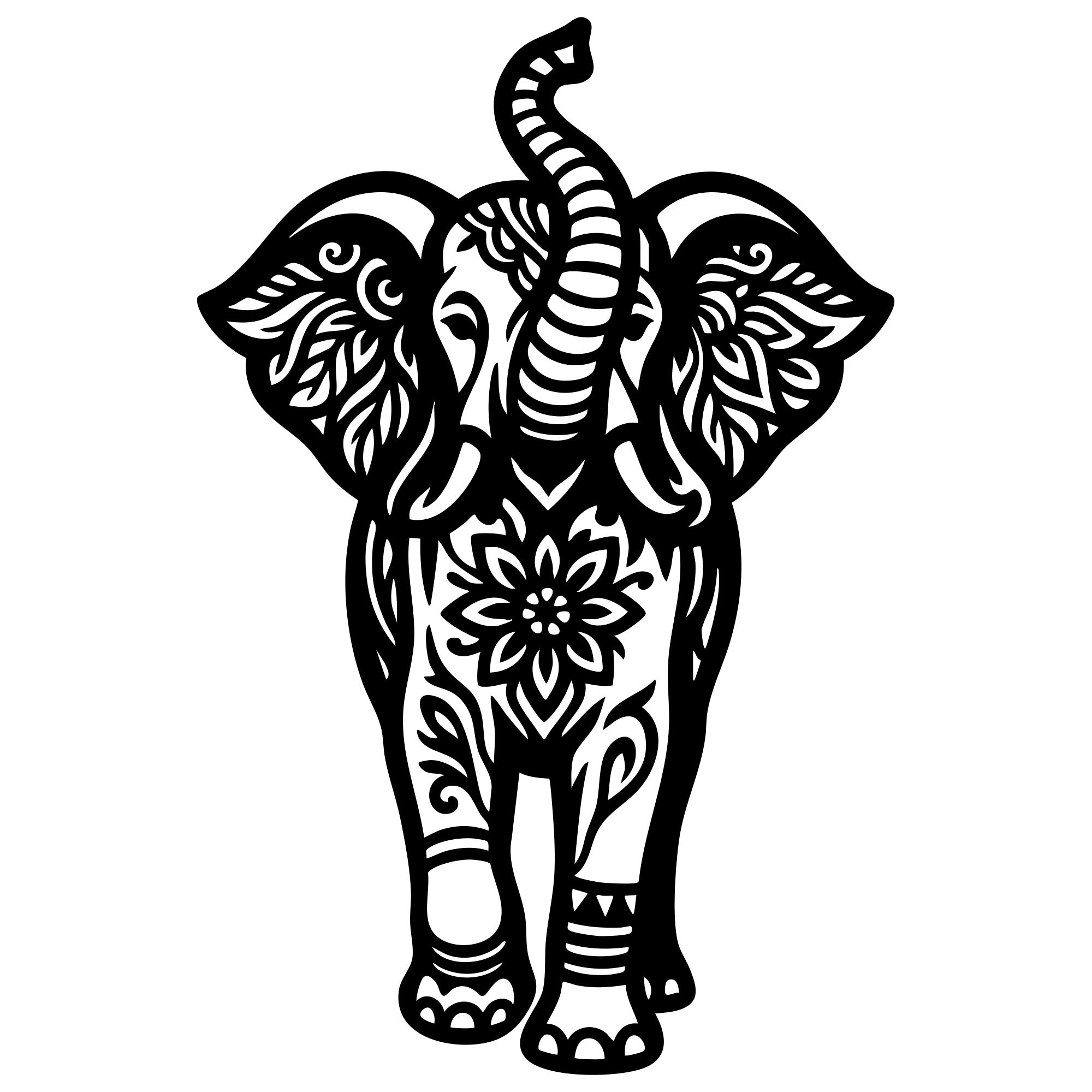 Mandala Elephant DXF File – CNC Cutting Design | AWELEPHANT615